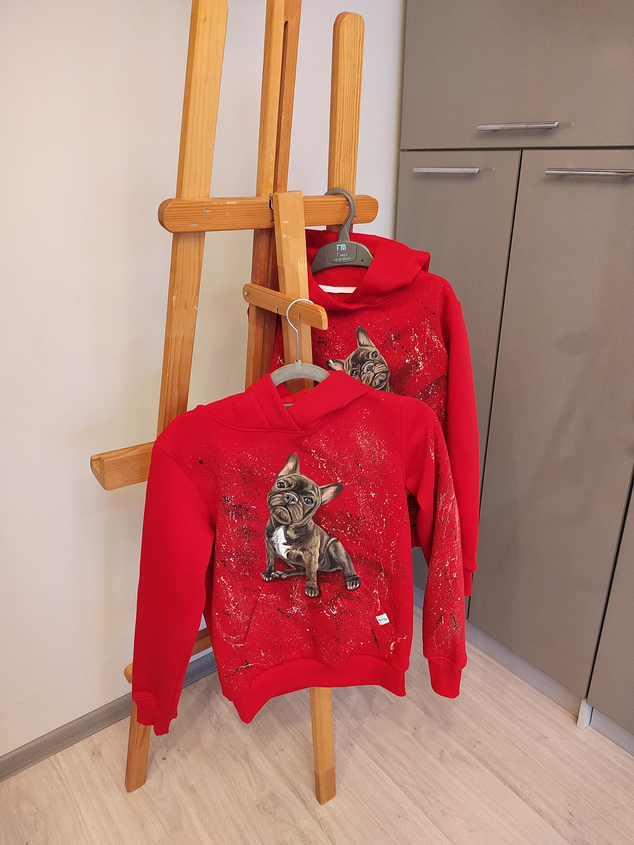 Dogs on sweatshirts. Hand painted - My, Handmade, Dog, Pets, With your own hands, Animals, Customization, Custom, Longpost