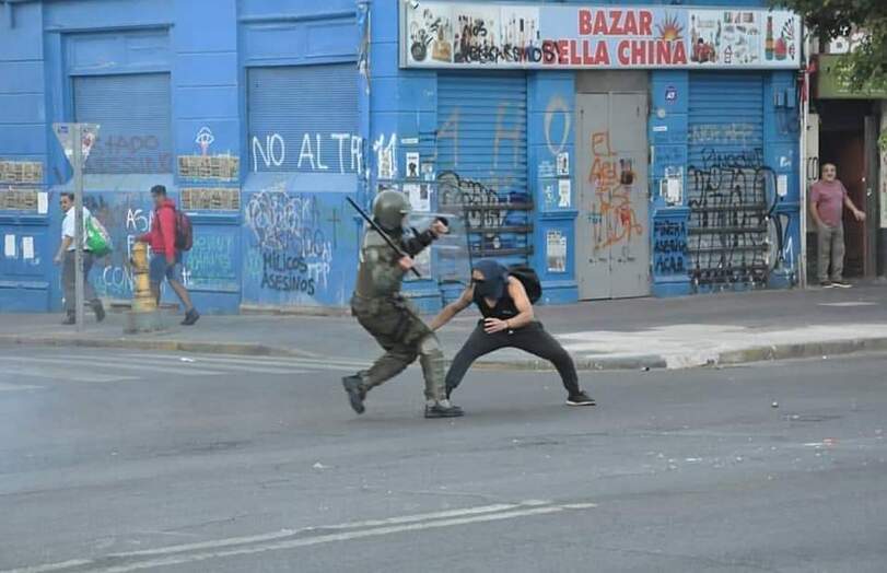 My kung fu is stronger than yours - Protest, Chile, Negative, Police, Fight