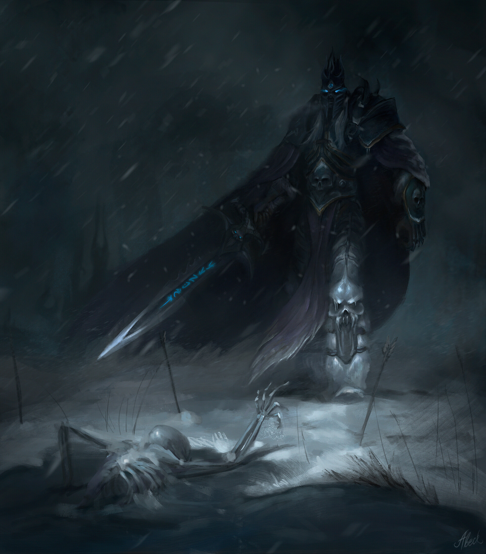 Lich King - Drawing, World of warcraft, Warcraft, Arthas Menethil, Lich King, Blizzard, Art