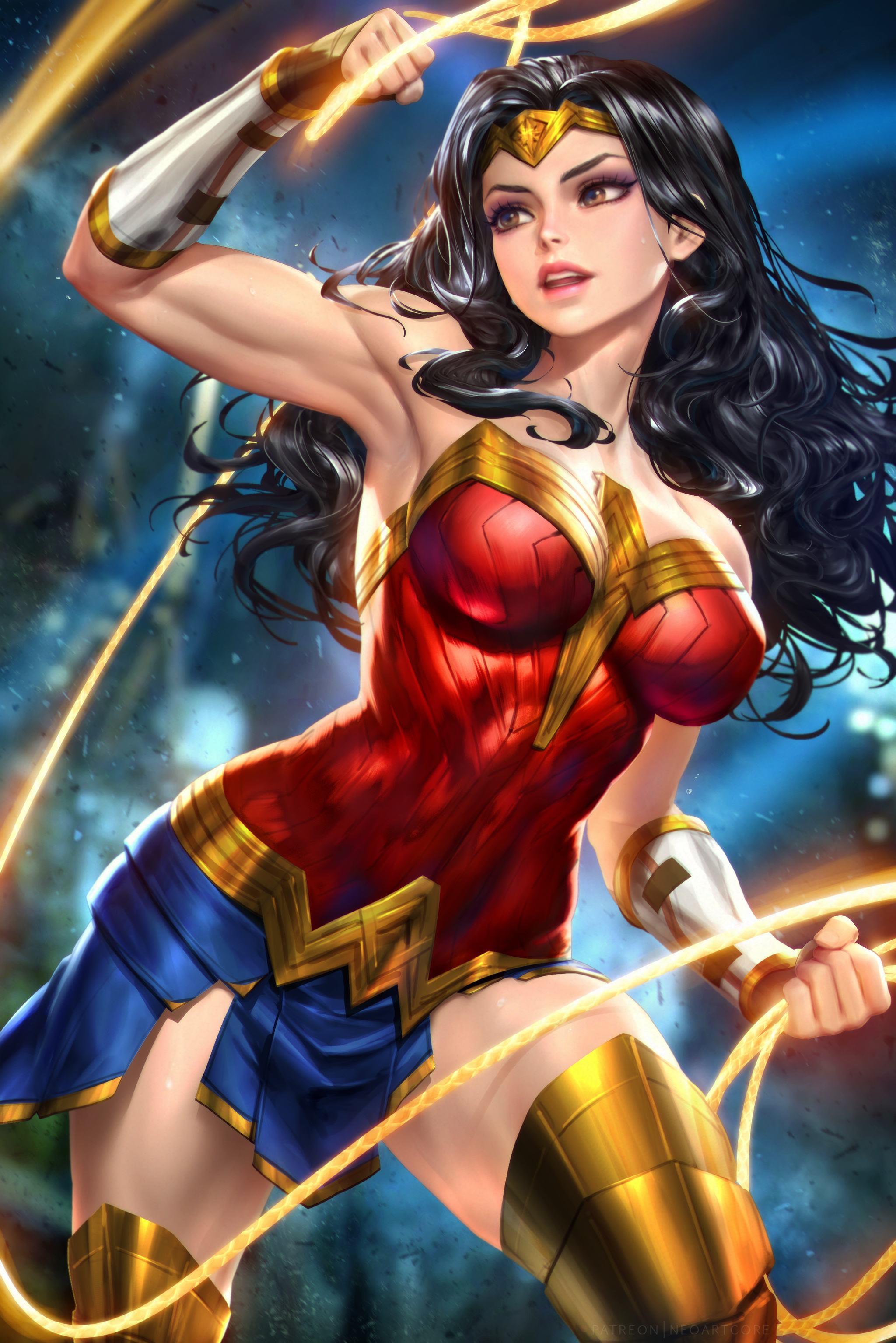 Wonder Woman - NSFW, Art, Drawing, Dc comics, Wonder Woman, Diana Prince, Girls, Erotic, Hand-drawn erotica, Underwear, Stockings, Boobs, Naked, Pubes, Neoartcore, Longpost