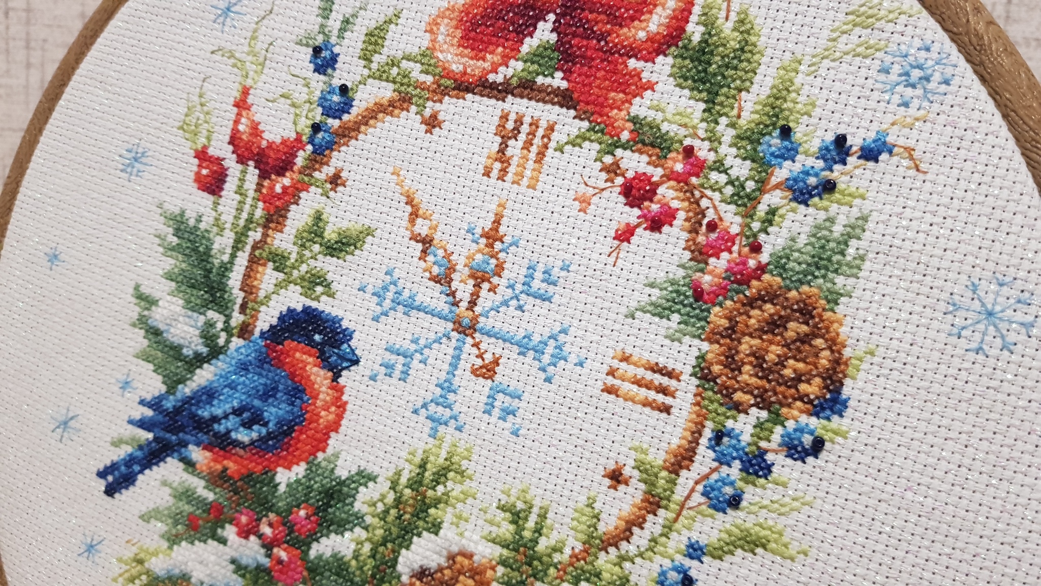 Happy New Year! - My, Cross-stitch, Needlework, New Year, Needlework with process, Embroidery, Video, Longpost