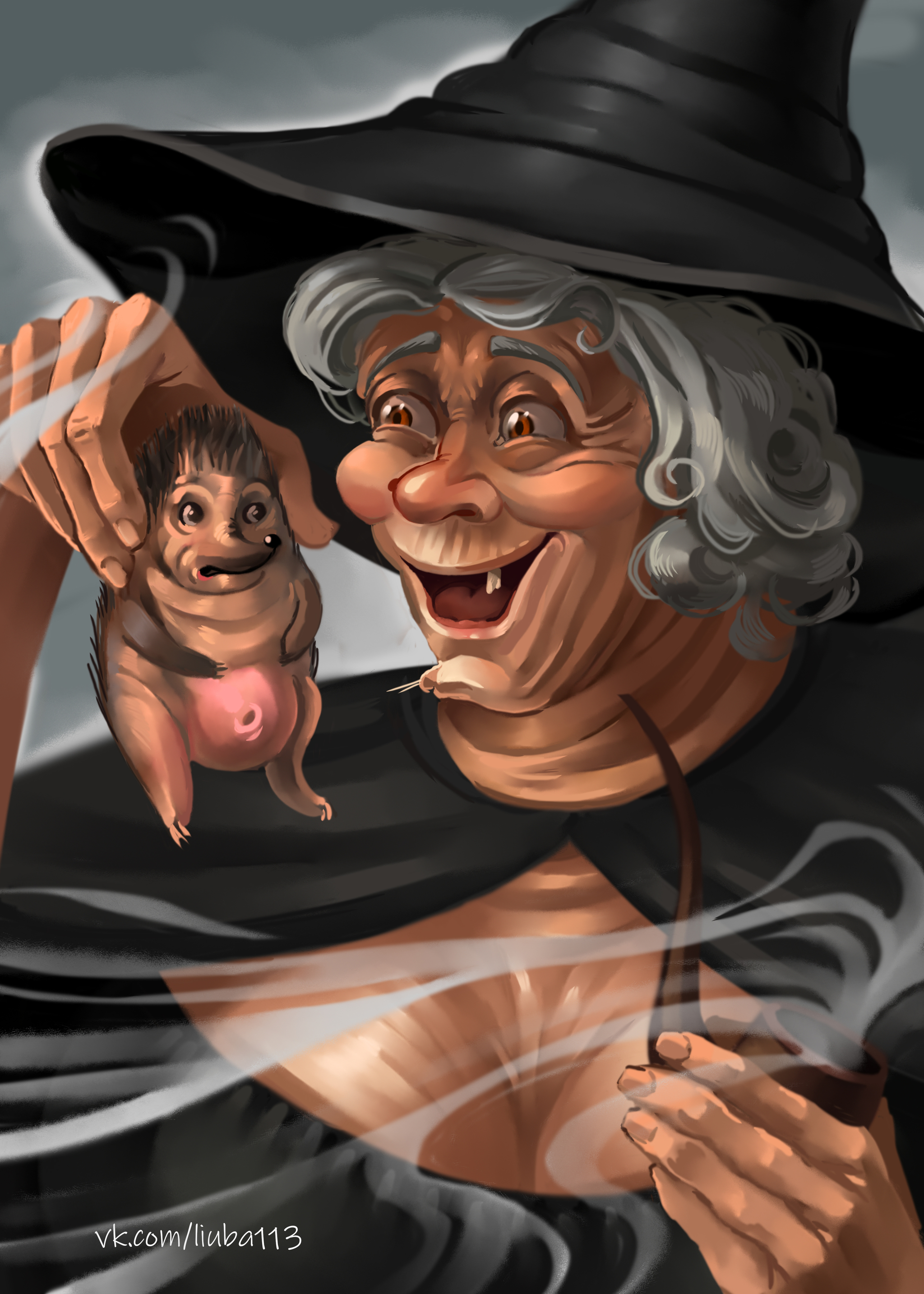 Fan art Gita Ogg - My, Art, Fan art, Digital drawing, Terry Pratchett, Witches, Flat world, Nanny Yagg