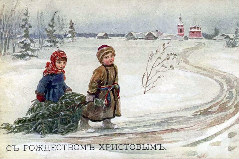 Merry Christmas and New Year greeting cards issued before the revolution - My, Christmas, New Year, Longpost, Postcard, Российская империя