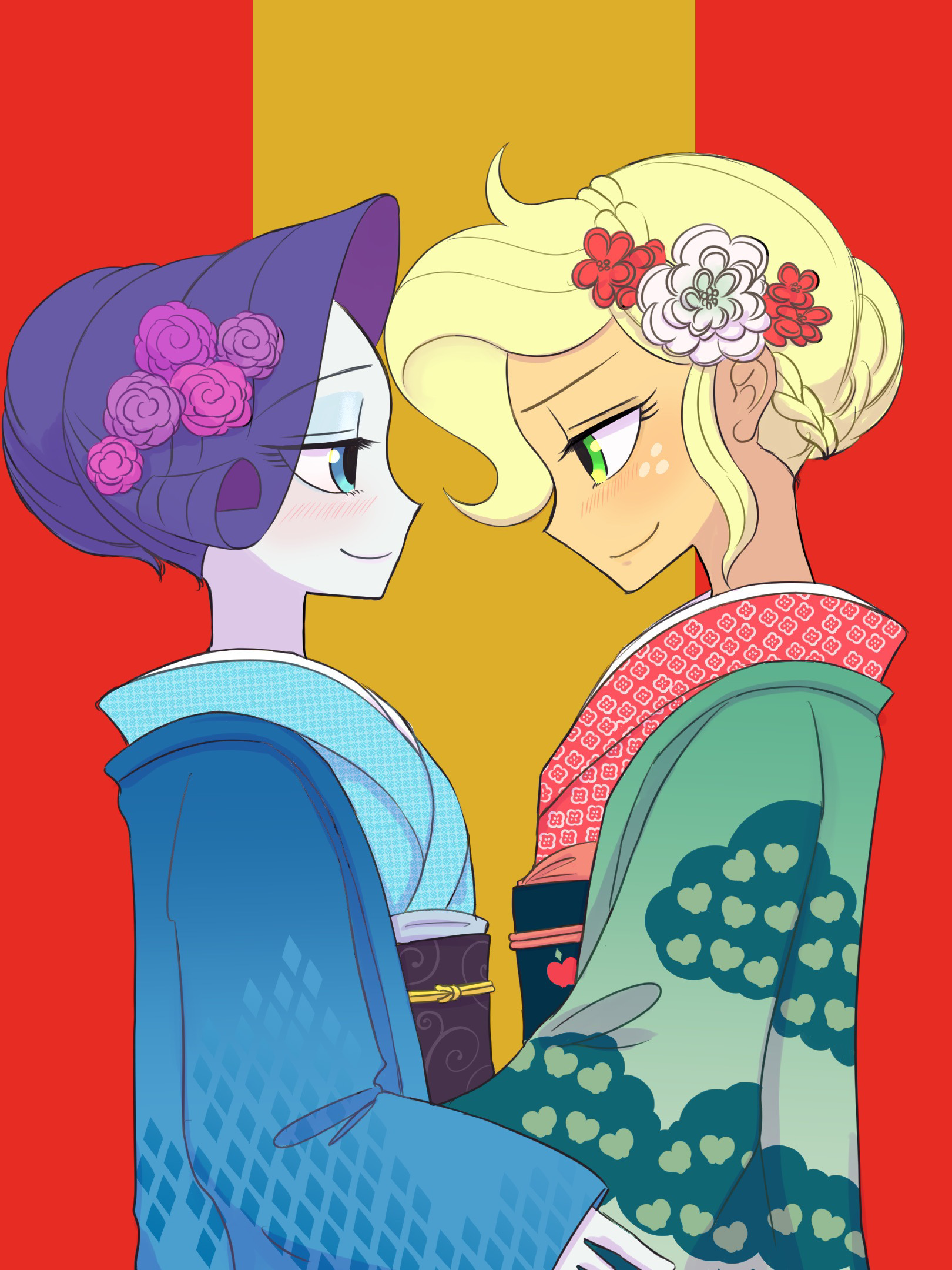 New Year's RariJack - My little pony, Equestria girls, Applejack, Rarity, MLP Lesbian, Shipping, Haibaratomoe