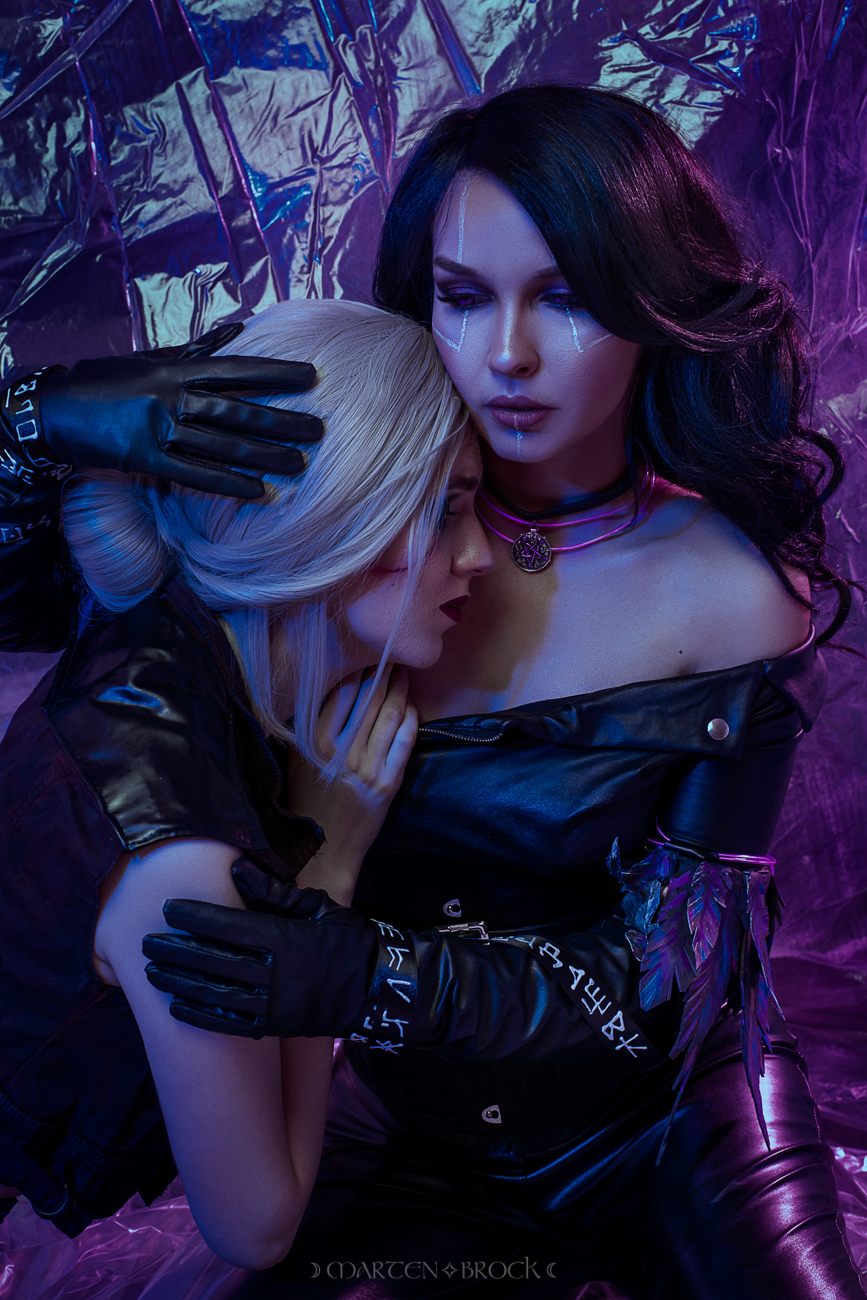 Yennefer and Ciri in cyberpunk2077 style - My, Yennefer, Ciri, Witcher, Cosplay, The photo, Longpost, Cyberpunk 2077