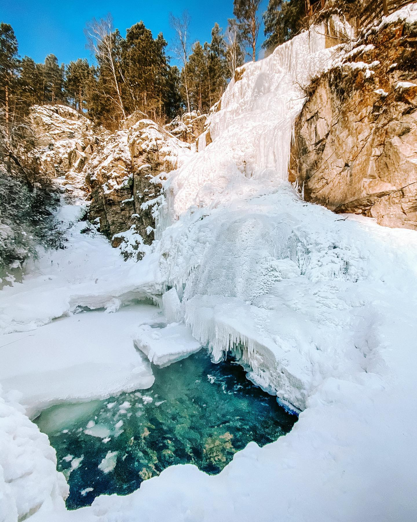 Замёрзший Камышлинский водопад, Алтай - Моё, Республика Алтай, Фотография, Водопад