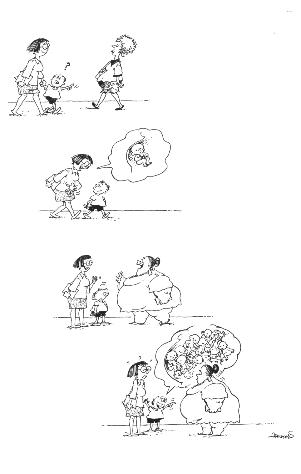 Reply to the post “Children's directness)” - Humor, Comics, Caricature, Children, Question, Fullness, Sergio Aragones, Reply to post