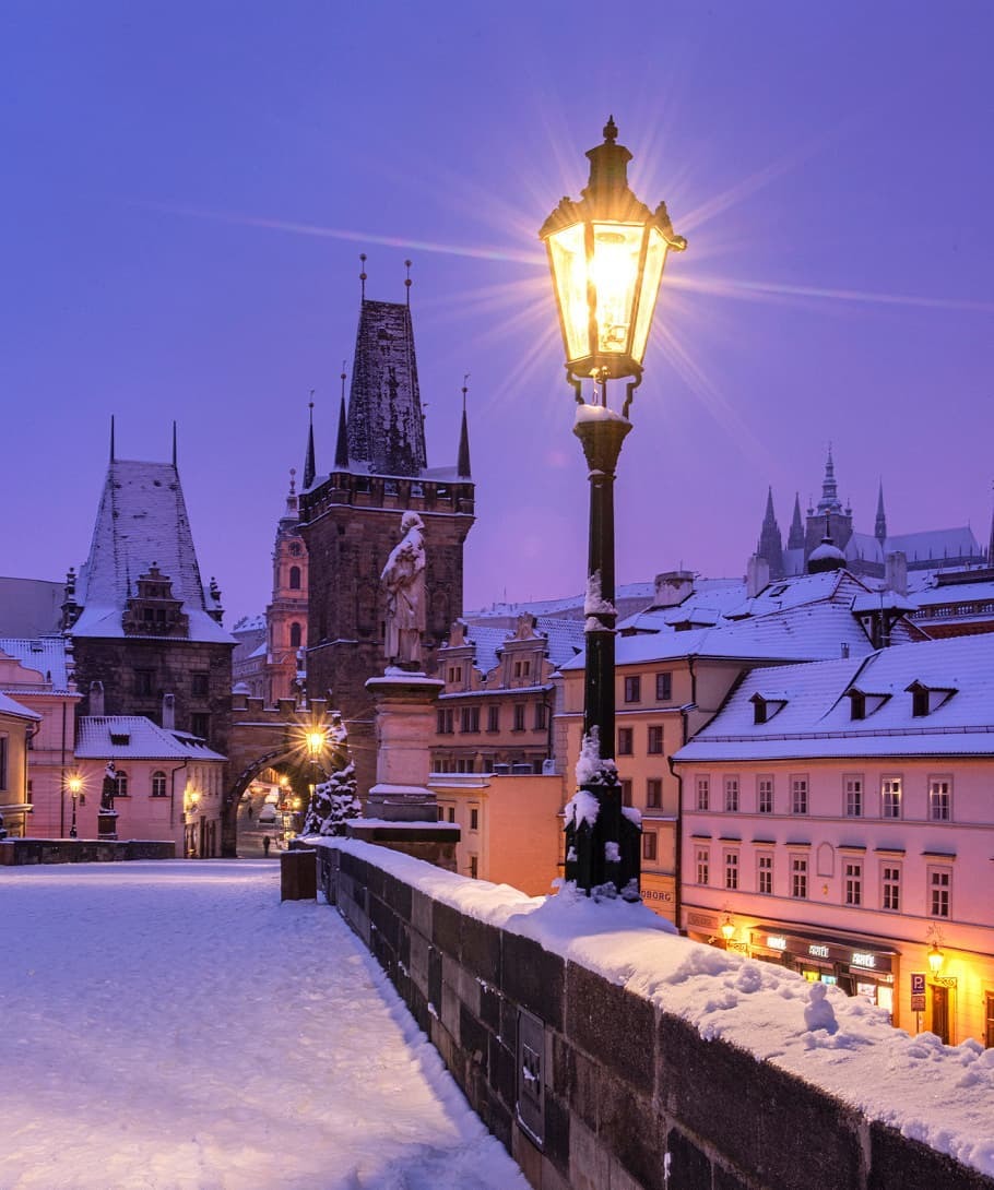 Winter wonderland on Charles Bridge - Prague, Czech, Europe, The Charles Bridge, Snow, The photo, Winter