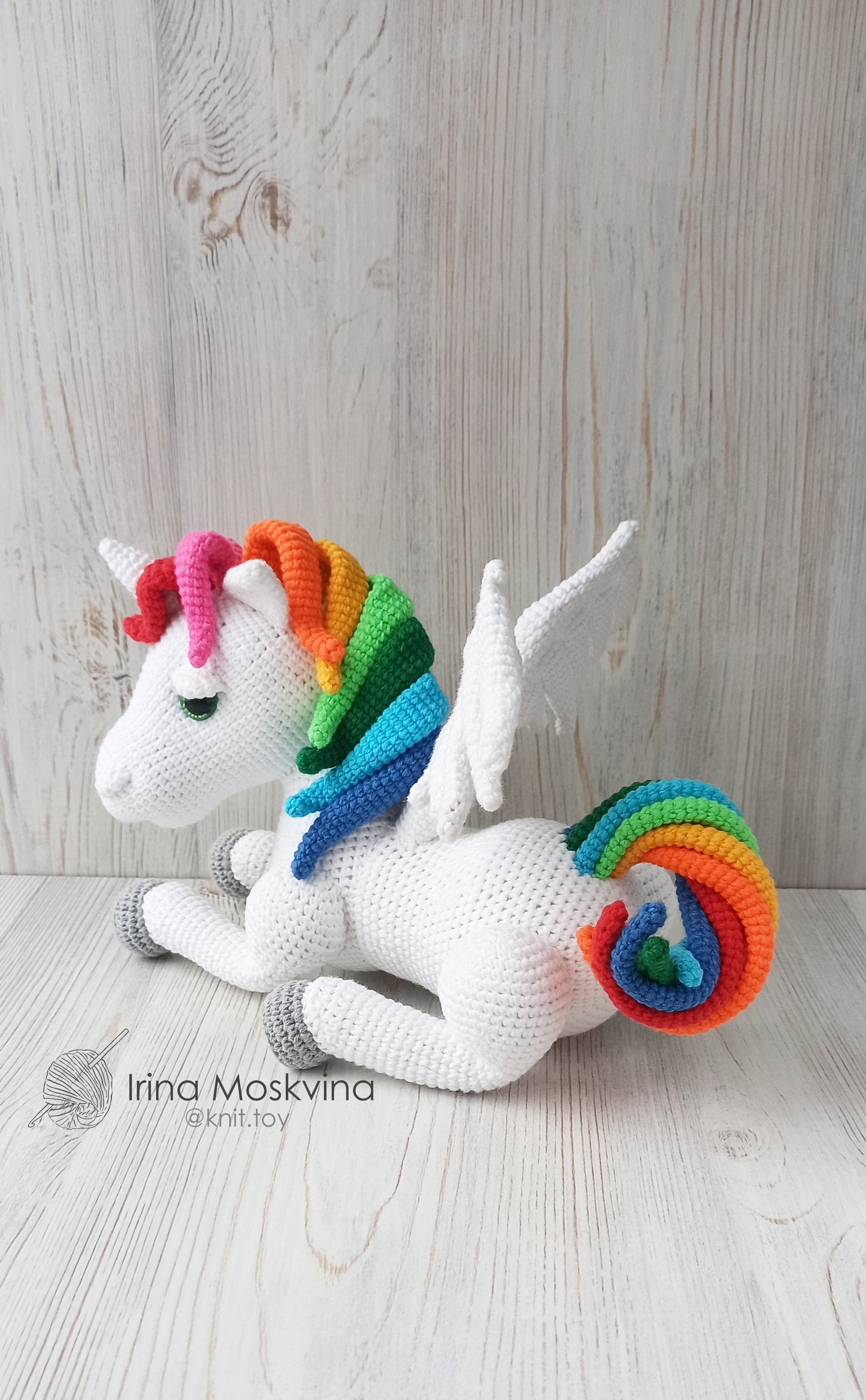 Rainbow unicorn - Needlework without process, Crochet, Handmade, Unicorn, Rainbow, Horses, Longpost