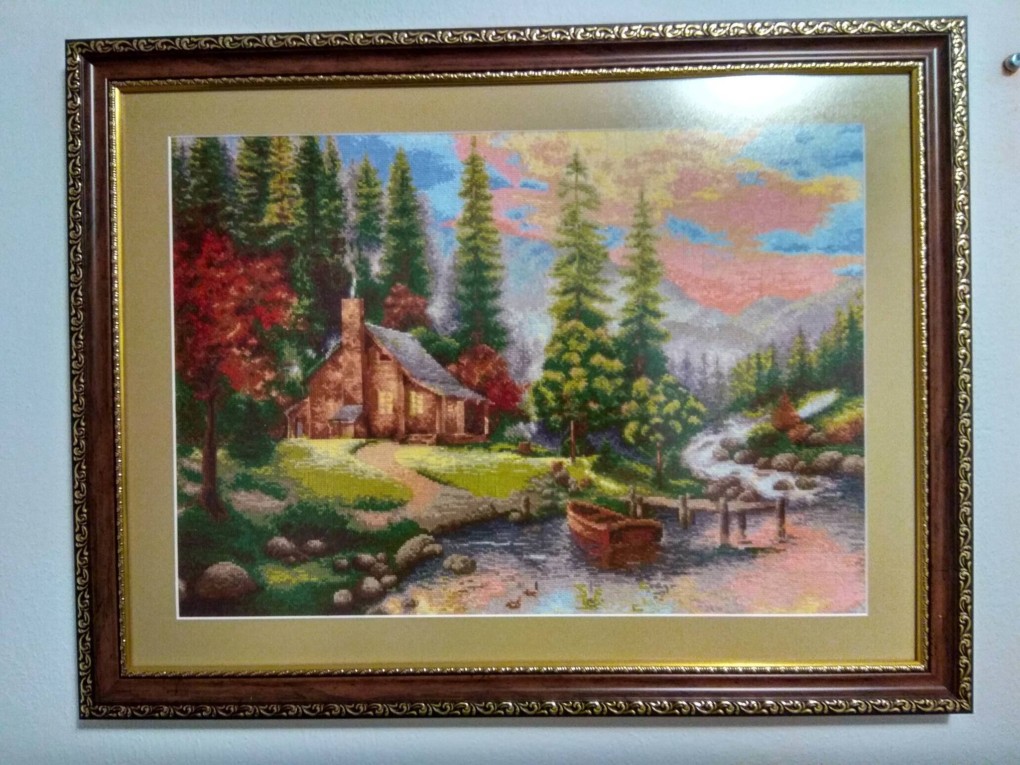 House by the river - My, Needlework with process, Cross-stitch, Longpost