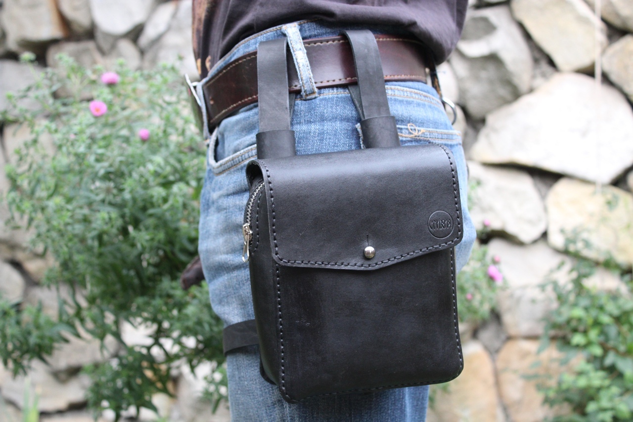 Leather hip bags - My, Leather, Leather products, Сумка, Needlework without process, With your own hands, Longpost, Leather craft