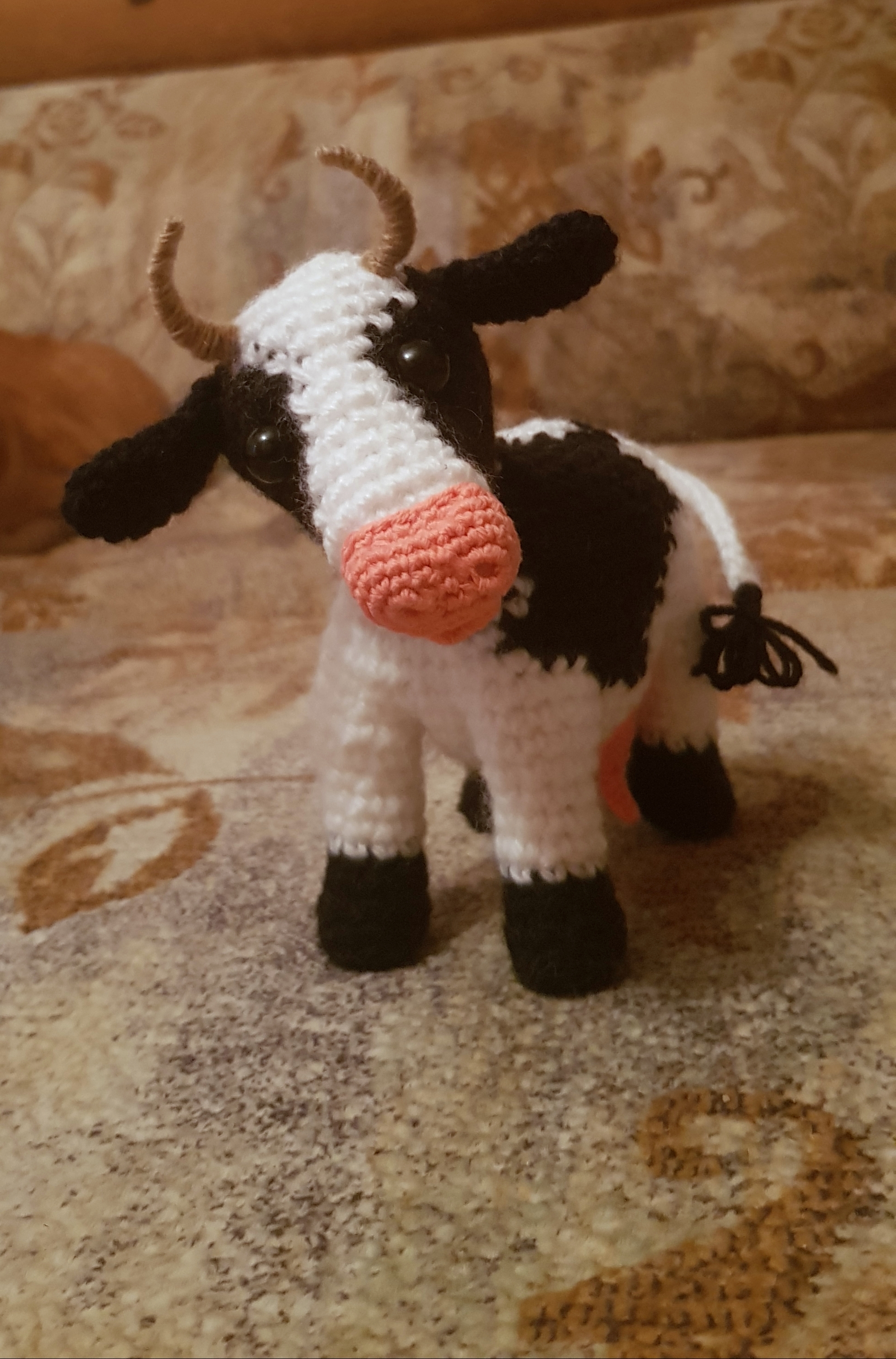 Knitted cow - My, Amigurumi, Crochet, Cow, Needlework without process, Needlework, Knitted toys, Knitting, Symbol of the year, Longpost