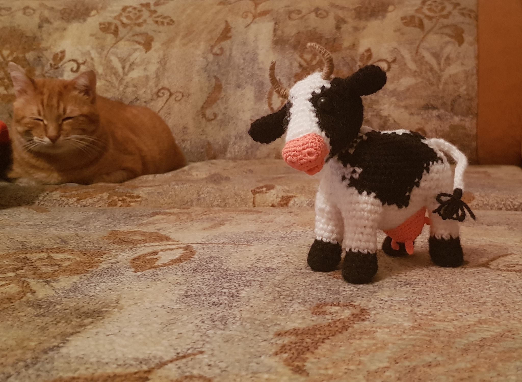 Knitted cow - My, Amigurumi, Crochet, Cow, Needlework without process, Needlework, Knitted toys, Knitting, Symbol of the year, Longpost