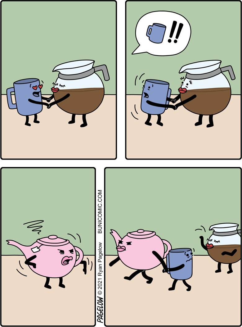 Tea is not coffee - Buni, Pagelow, Kettle, Coffee pot, Кружки, Love, Comics