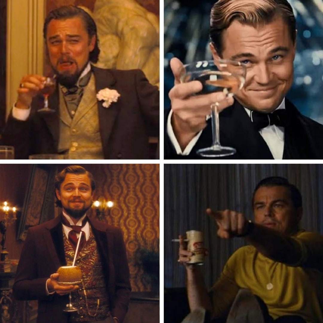 Why does it become a meme every time DiCaprio drinks? - My, Memes, Humor, Laughter (reaction), Leonardo DiCaprio