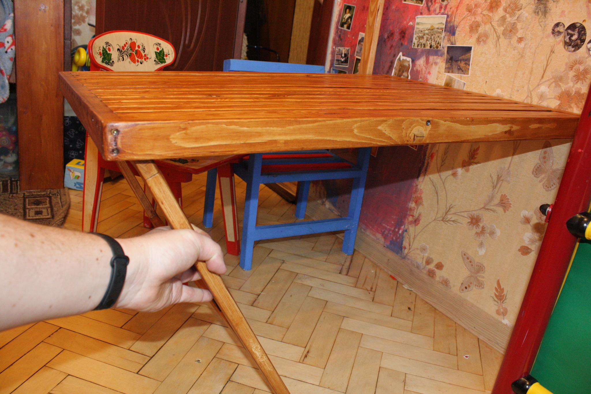 Cheap DIY children's furniture - part two. Folding dining table - My, Children, Furniture, Saving, With your own hands, Longpost, Needlework with process