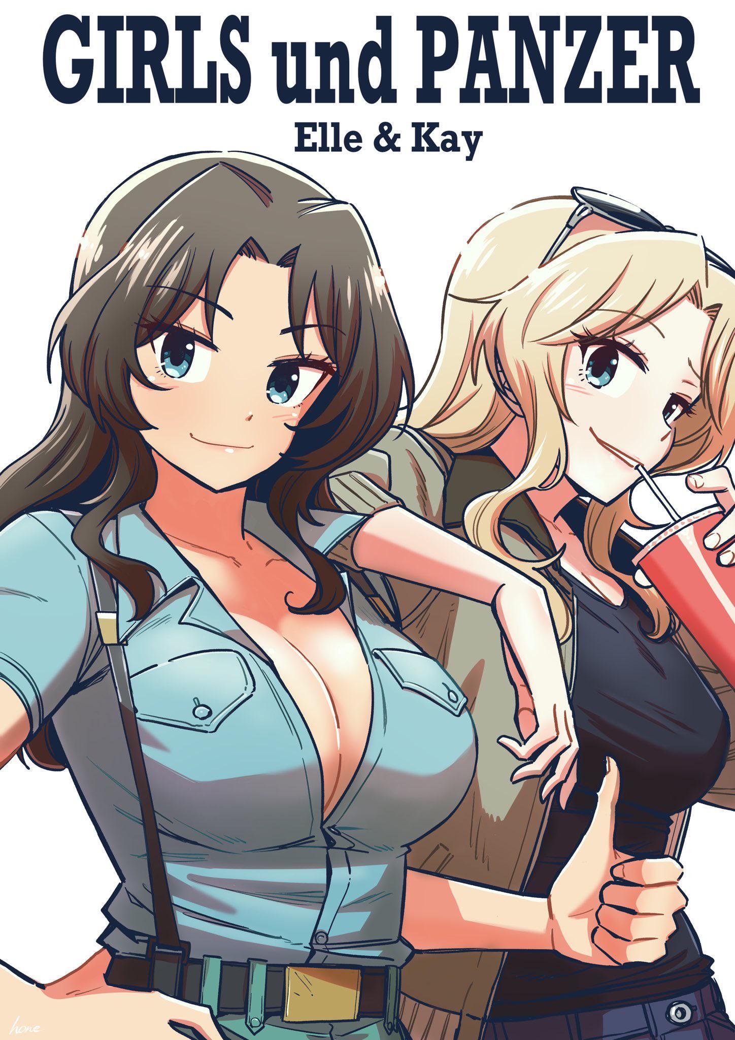 El and Kay - Girls und panzer, Anime, Anime art, Ale, Kay, Sugoi dekai, Boobs