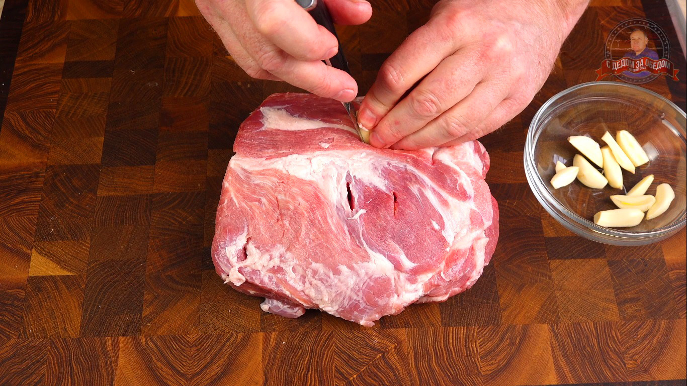 Baked pork neck in a sleeve - My, Recipe, Cooking, Food, With grandfather at lunch, Meat, Video, Longpost, Video recipe