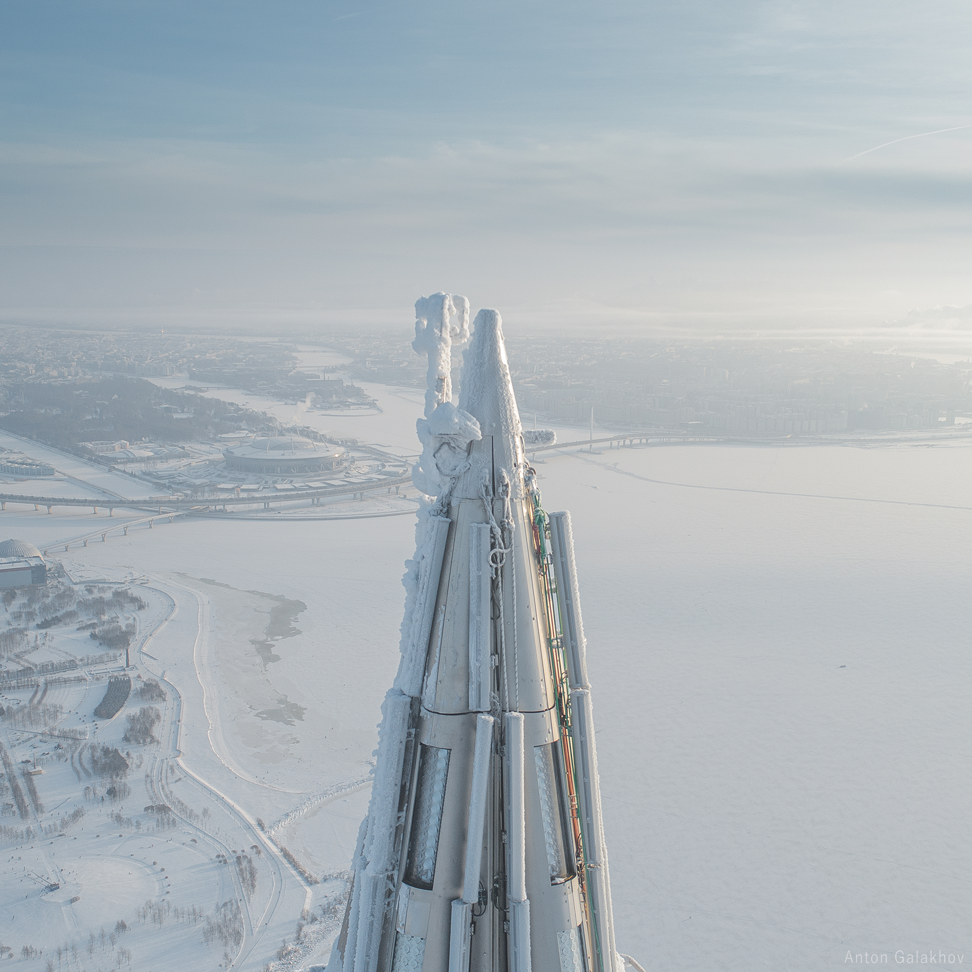 Winter at an altitude of 462 meters - My, Lakhta Center, Saint Petersburg, Skyscraper, Quadcopter, freezing, Video, Longpost, Accordion