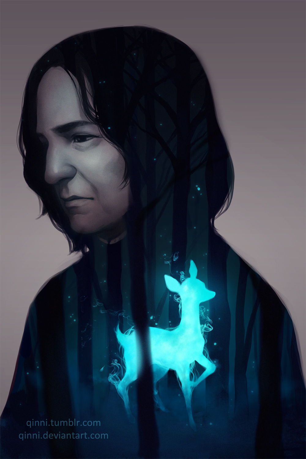 Always - Drawing, Harry Potter, Severus Snape, Severus and Lily, Lily Potter, Patronus, Qinni, Art