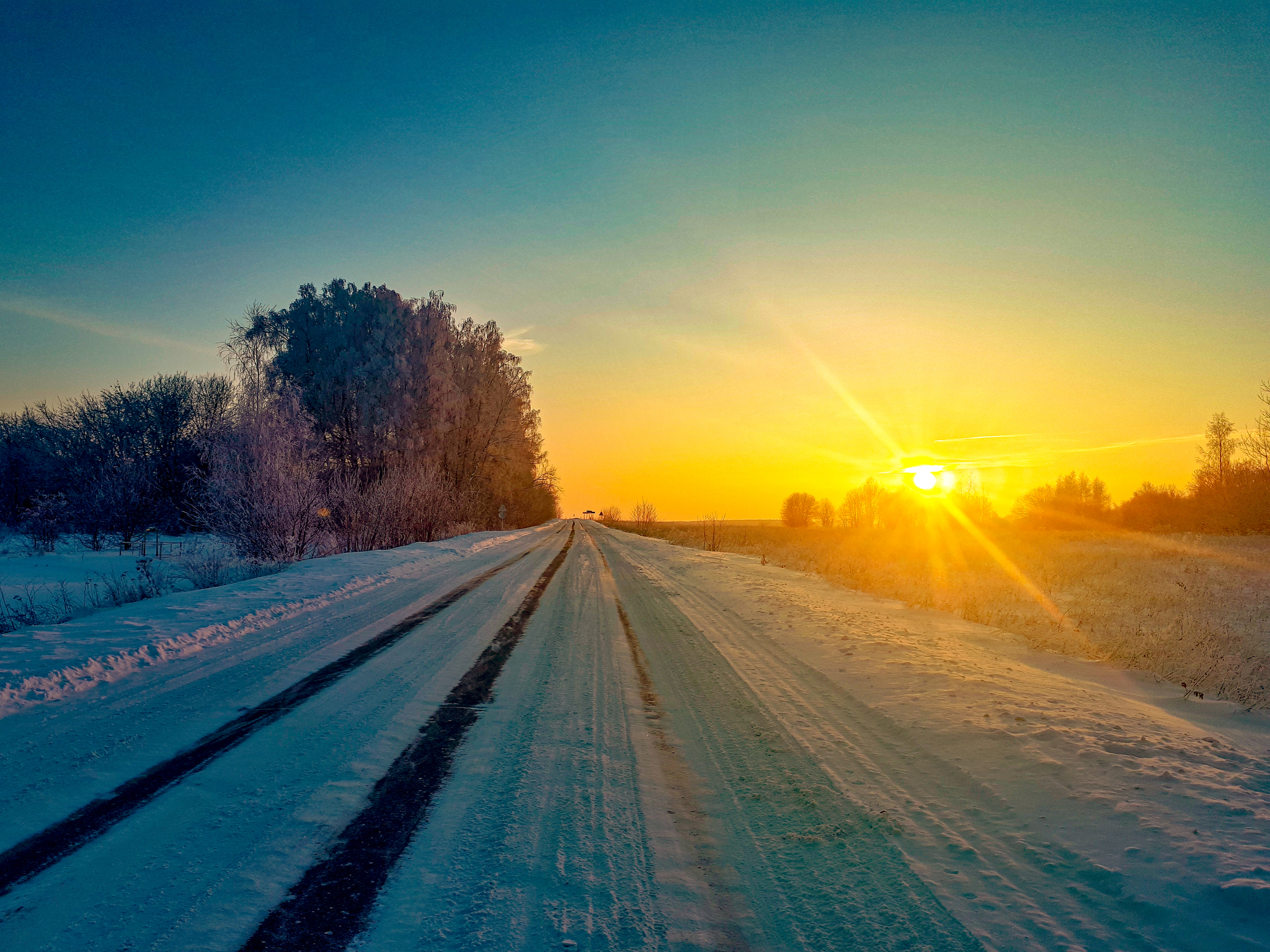 Frosty sunset in the outback - My, Winter, freezing, Russia, Village, The photo, Sunset