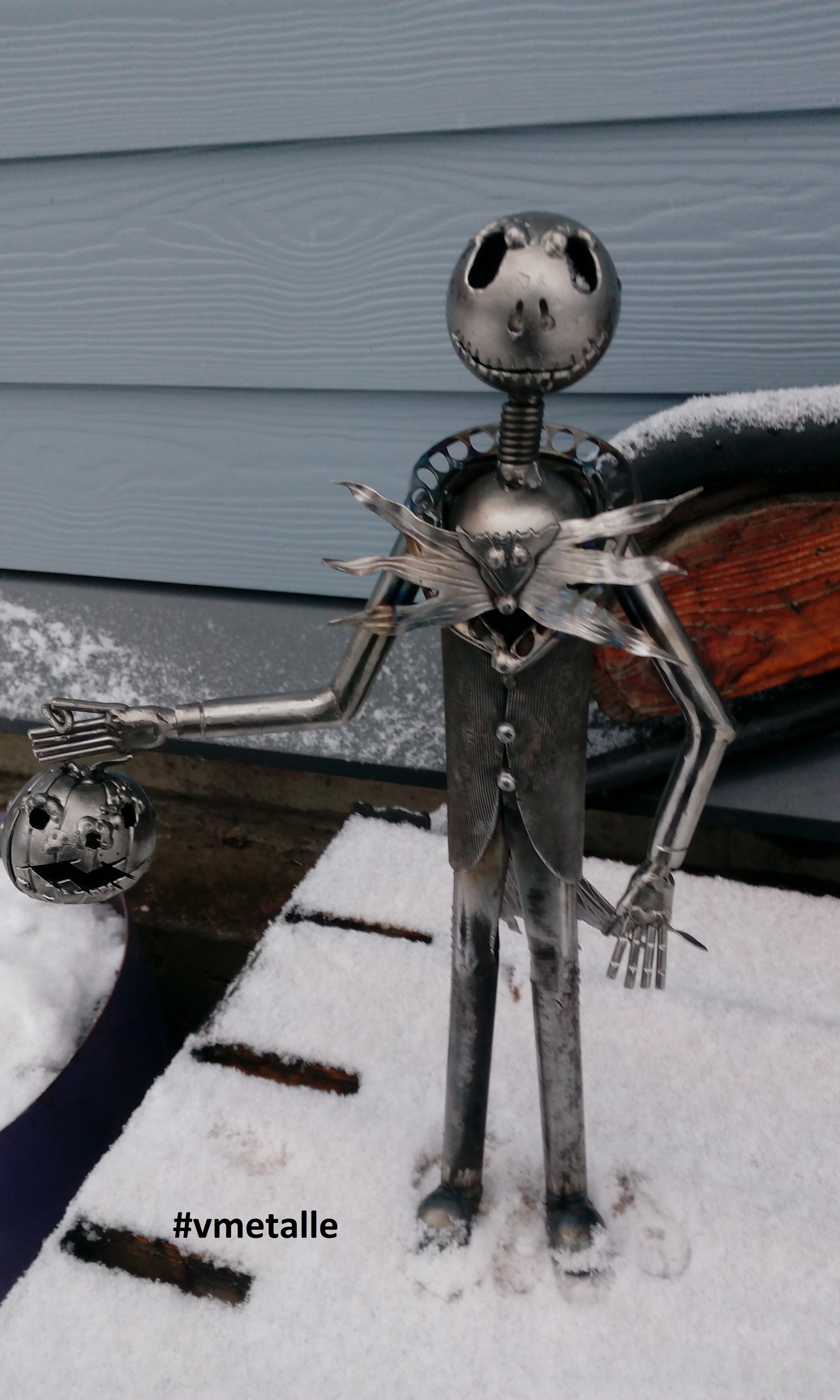 Jack Skellington.Skeletons in the closet...garage - My, Halloween, Welding, Creative, Pumpkin, Scarecrow, Skeleton, Jack Skellington, Mouse, Bat, Nightmare, Cartoons, Video, Longpost, The nightmare before christmas, Needlework with process