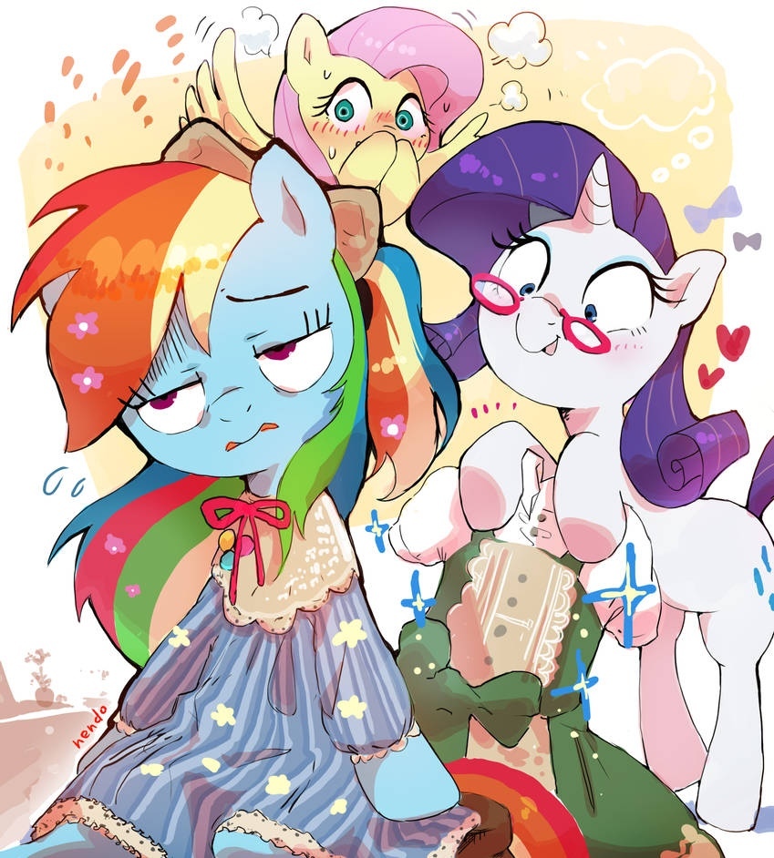 When you can't choose a dress to match the color of your mane - My little pony, Rainbow dash, Rarity, Fluttershy