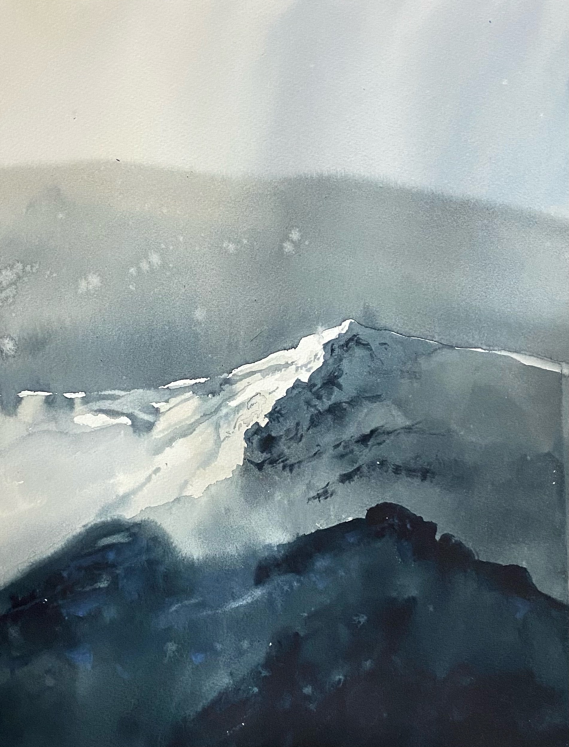 Mountains in watercolor - My, Watercolor, Drawing, The mountains