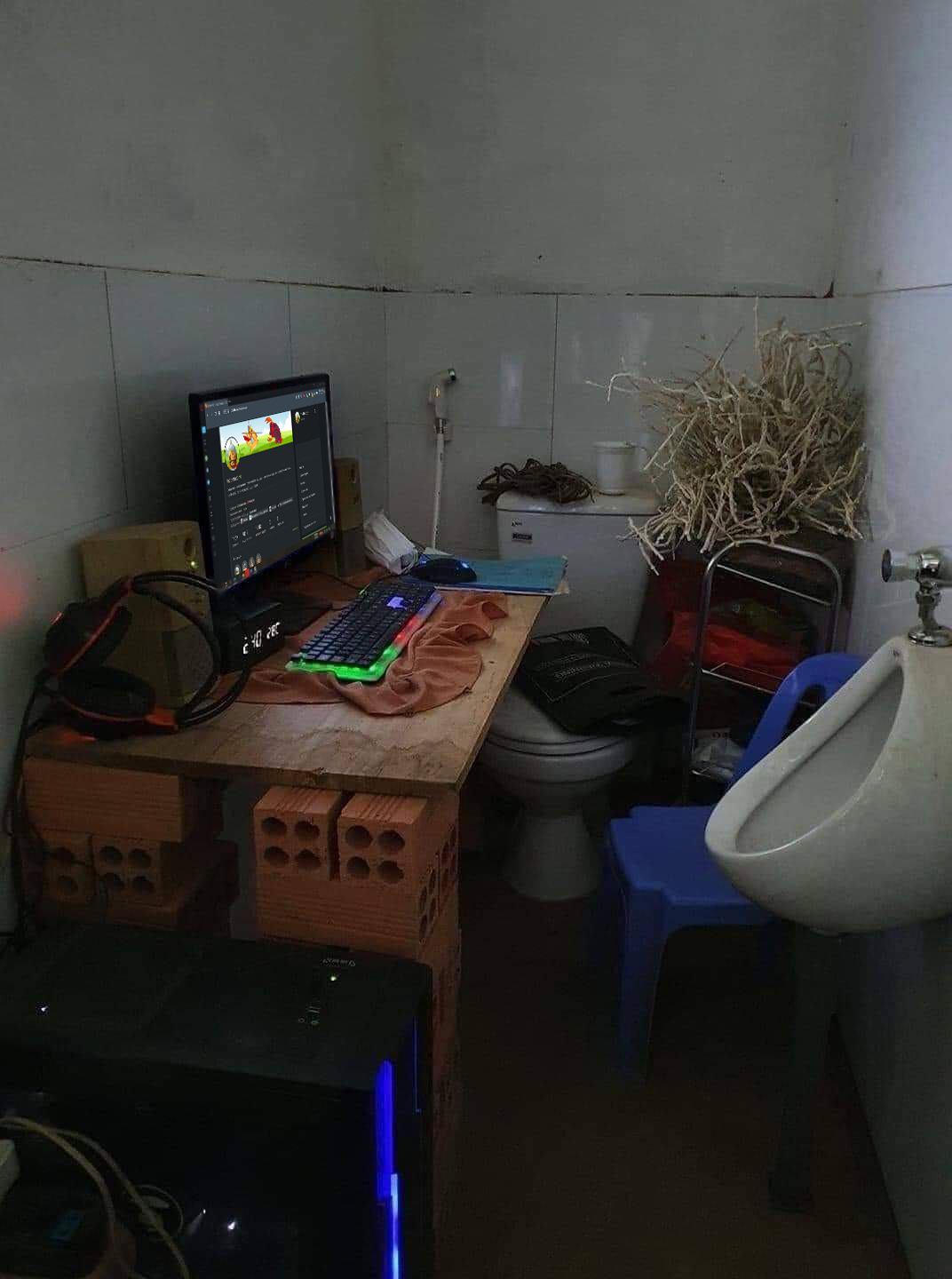 For some reason, many feel sorry for the moderators, but I think that they settled in quite comfortably: - Toilet, Computer, Urinal, Toilet, Convenience, Workplace, Moderator