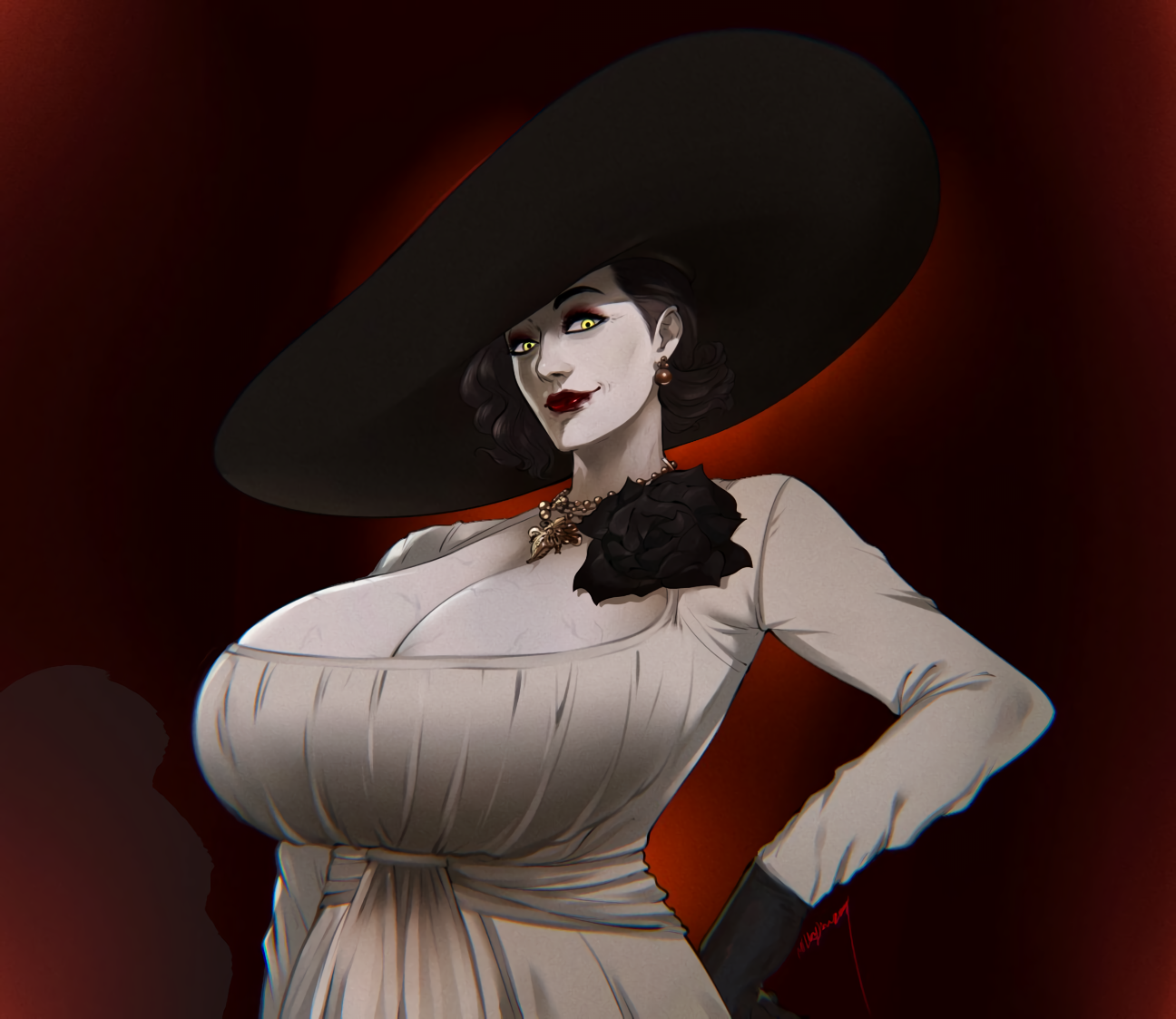 Another selection of art with a tall woman from Resident Evil 8 - NSFW, Resident evil, Resident Evil 8: Village, Lady Dimitrescu - Resident Evil, Erotic, Hand-drawn erotica, Art, Kelvinhiu, Thempointyears, Video, Longpost