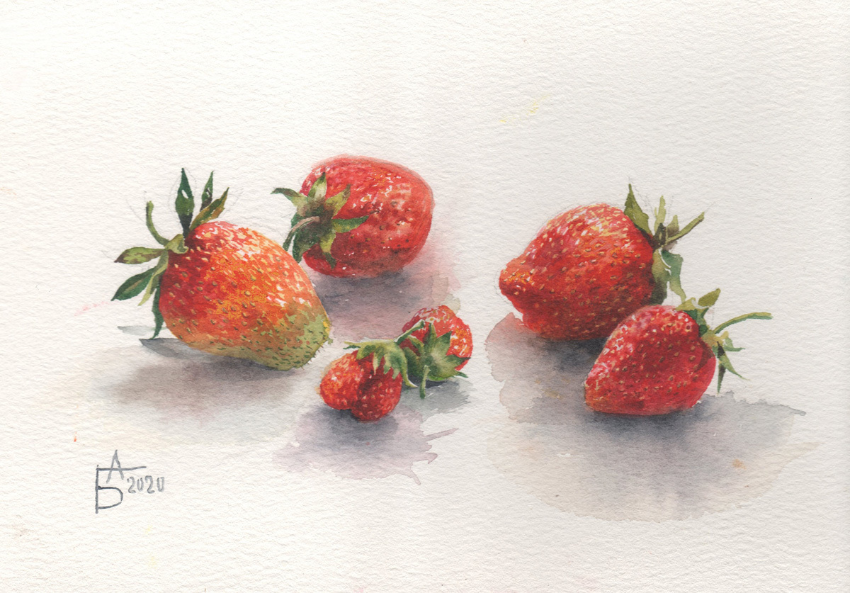 Berries - My, Watercolor, Painting, Berries, Creation, Drawing, Longpost