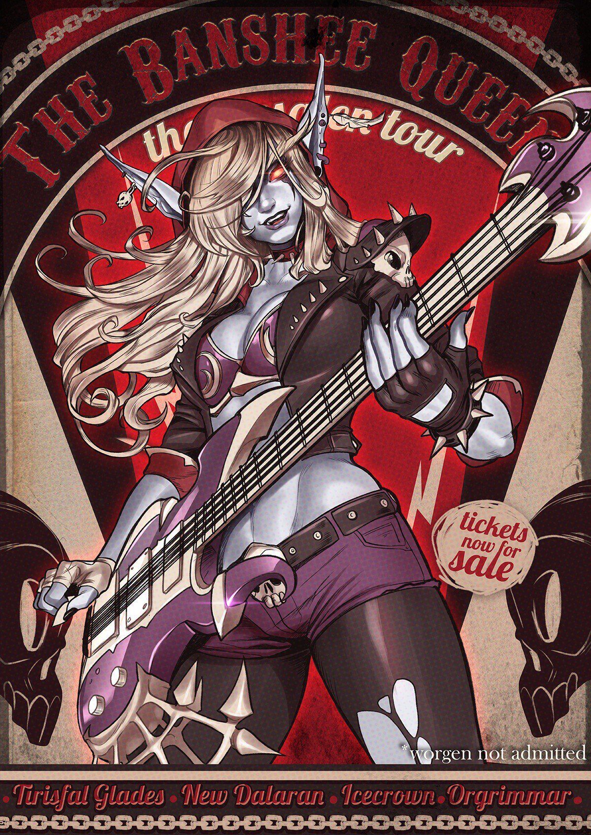 Rock star of the world of Warcraft - Drawing, World of warcraft, Warcraft, Sylvanas Windrunner, Rock, Musicians, Art, Blizzard, Oscar Vega