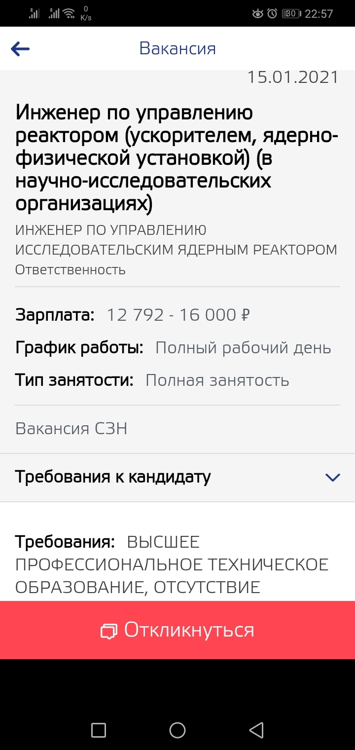 Вакансия - Моё, Вакансии, Инженер, Ядерный реактор, Длиннопост, Скриншот, Зарплата, Негатив