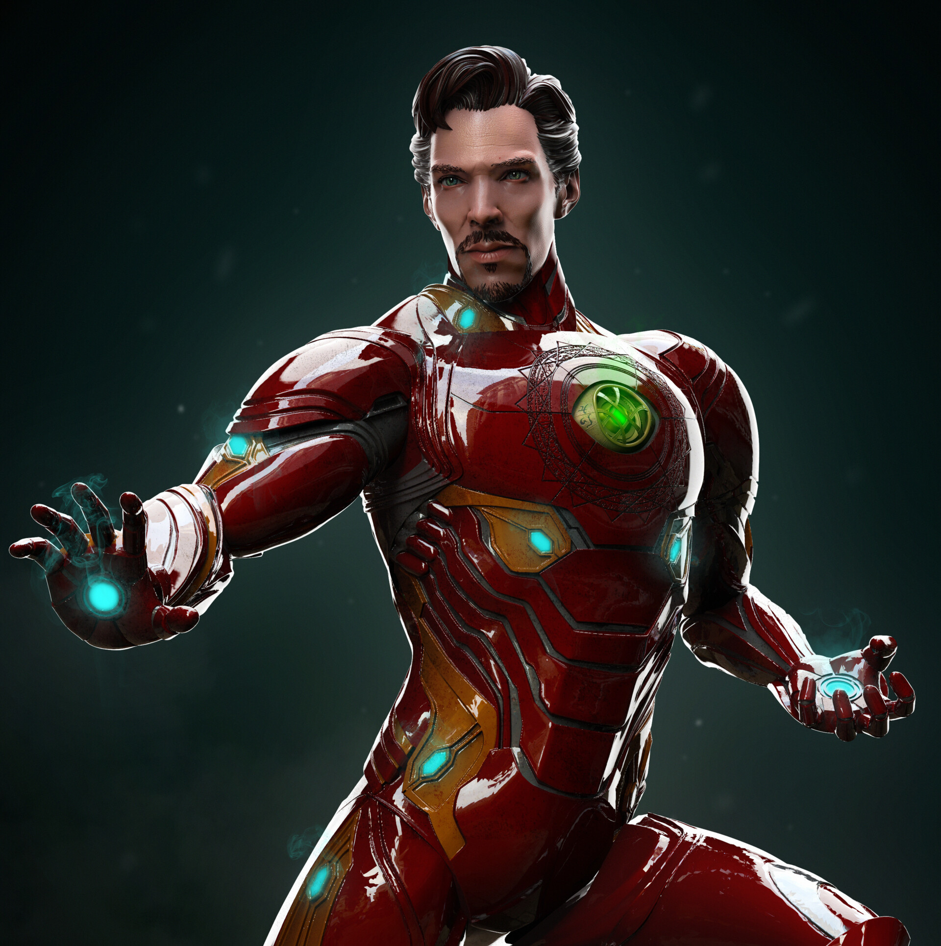 Iron Strange. Figurine for 3D printing - My, 3D, Marvel, iron Man, Doctor Strange, Benedict Cumberbatch, Zbrush, Keyshot, Longpost