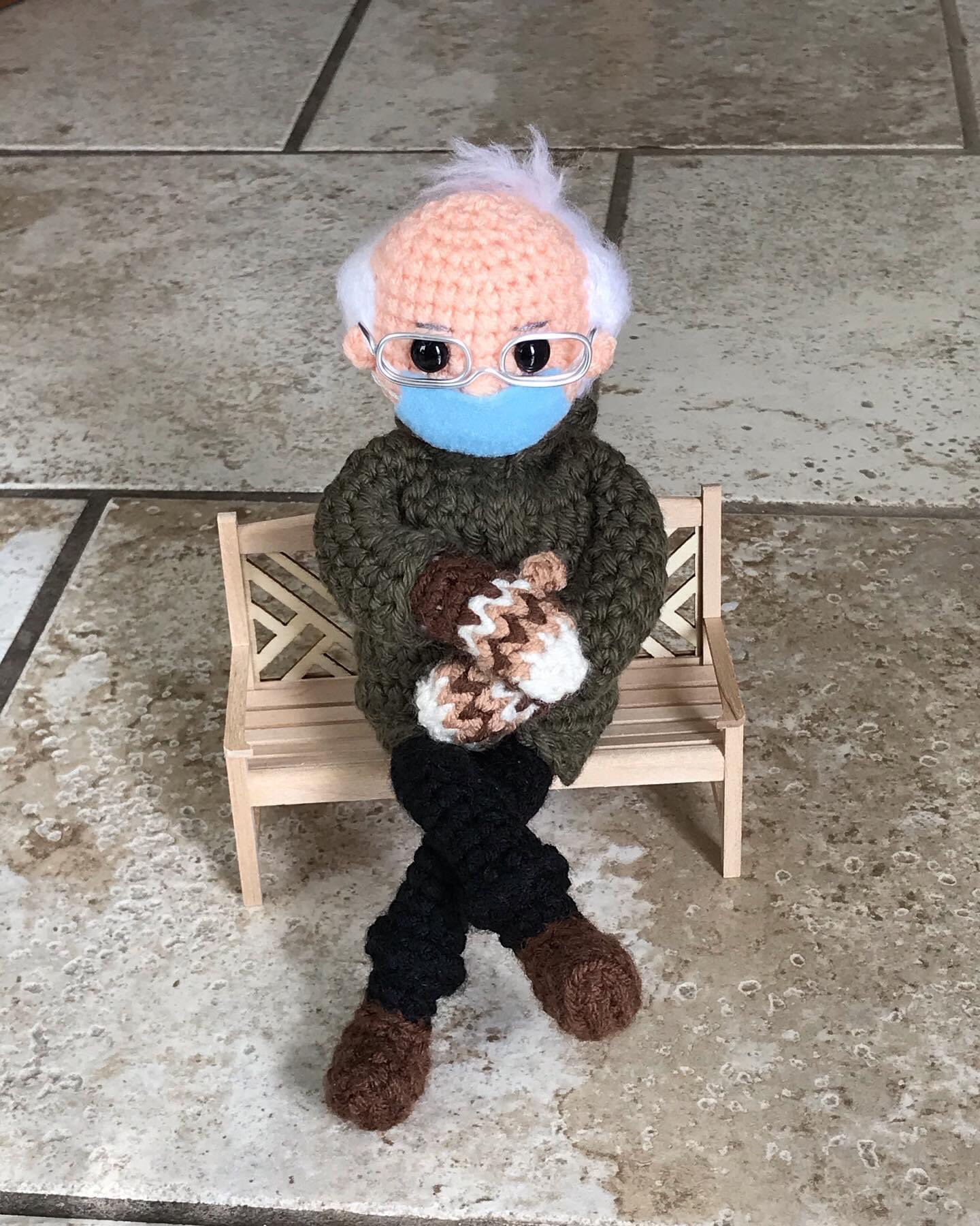 Based on the famous photo of Bernie Sanders at Biden's inauguration, which went viral - Bernie Sanders, Soft toy, USA, Knitting