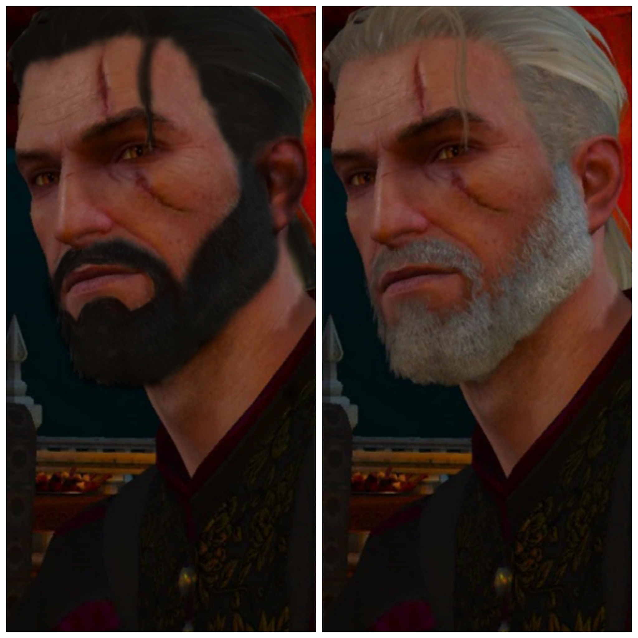 What if Geralt had black hair and a black wolf? - My, Art, Heh