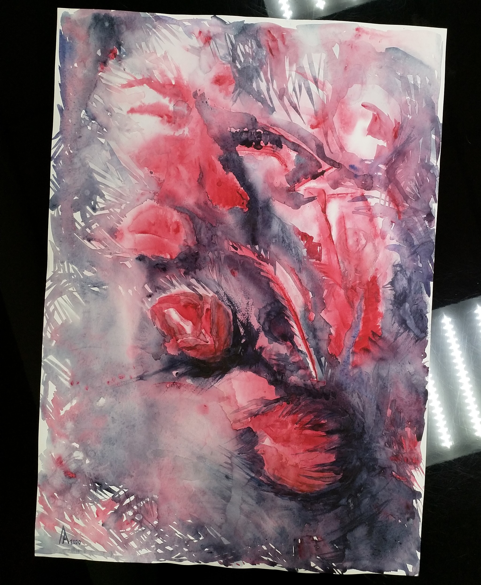 Thorns and roses (paper, watercolor) - My, the Rose, Artist, Watercolor, Painting, Painting, Interior, Art, Longpost