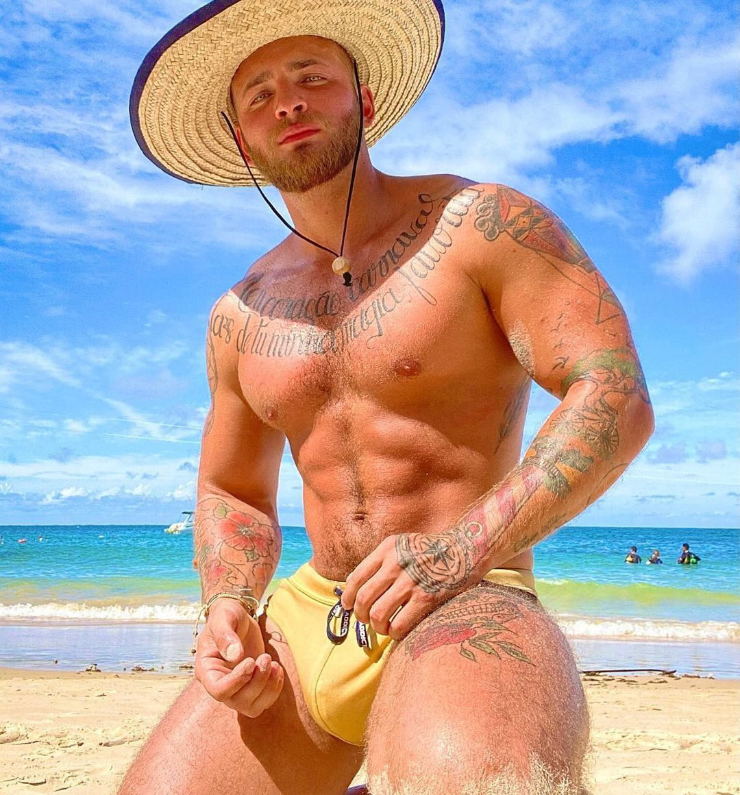 It's all about the hat - NSFW, From the network, Playgirl, beauty, Guys, Men, Straw hat, Hat, Cowboy hat, Longpost