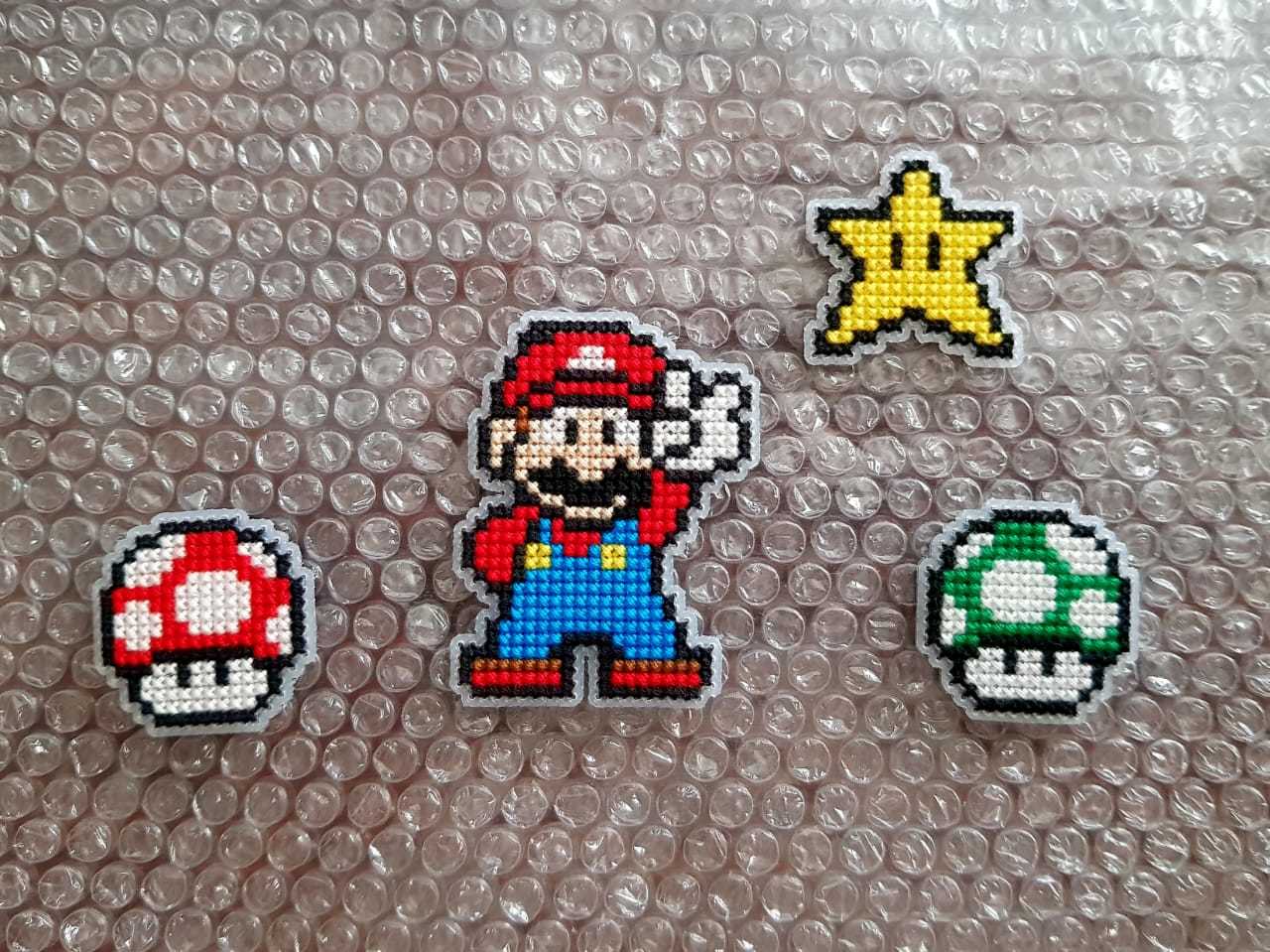 Dedicated to Mario fans - My, Needlework, Needlework without process, Cross-stitch, Mario, Longpost