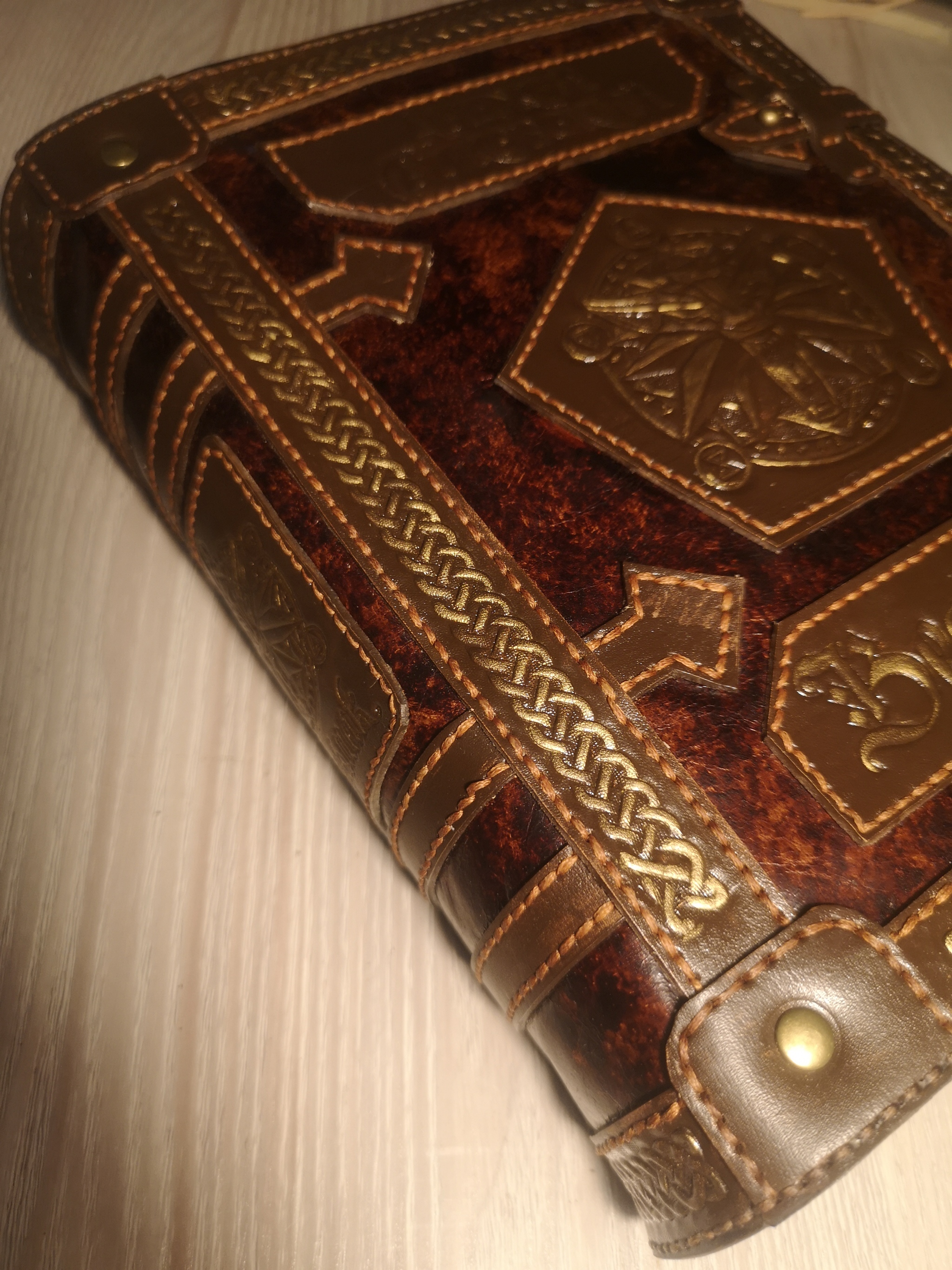 Leather cover for the book The Witcher - My, Witcher, Cover, Natural leather, Longpost, Leather products, Needlework without process, Embossing on leather, Leather craft