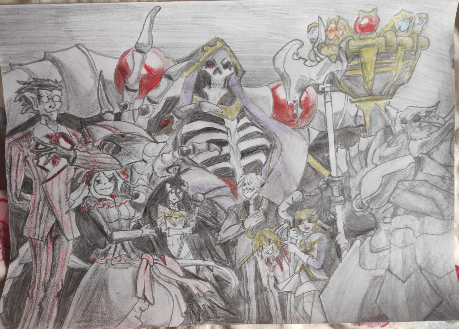 Rate the work of an amateur - My, Lord, Anime, Legion, Necromancer, Lich, caster, Shalltear bloodfallen, Albedo (Overlord), Sebastian, Ainz ooal gown, Anime art, Longpost, Mare Bello Fiore, Aura Bella Fiora, Cocytus, Demiurge, Overlord