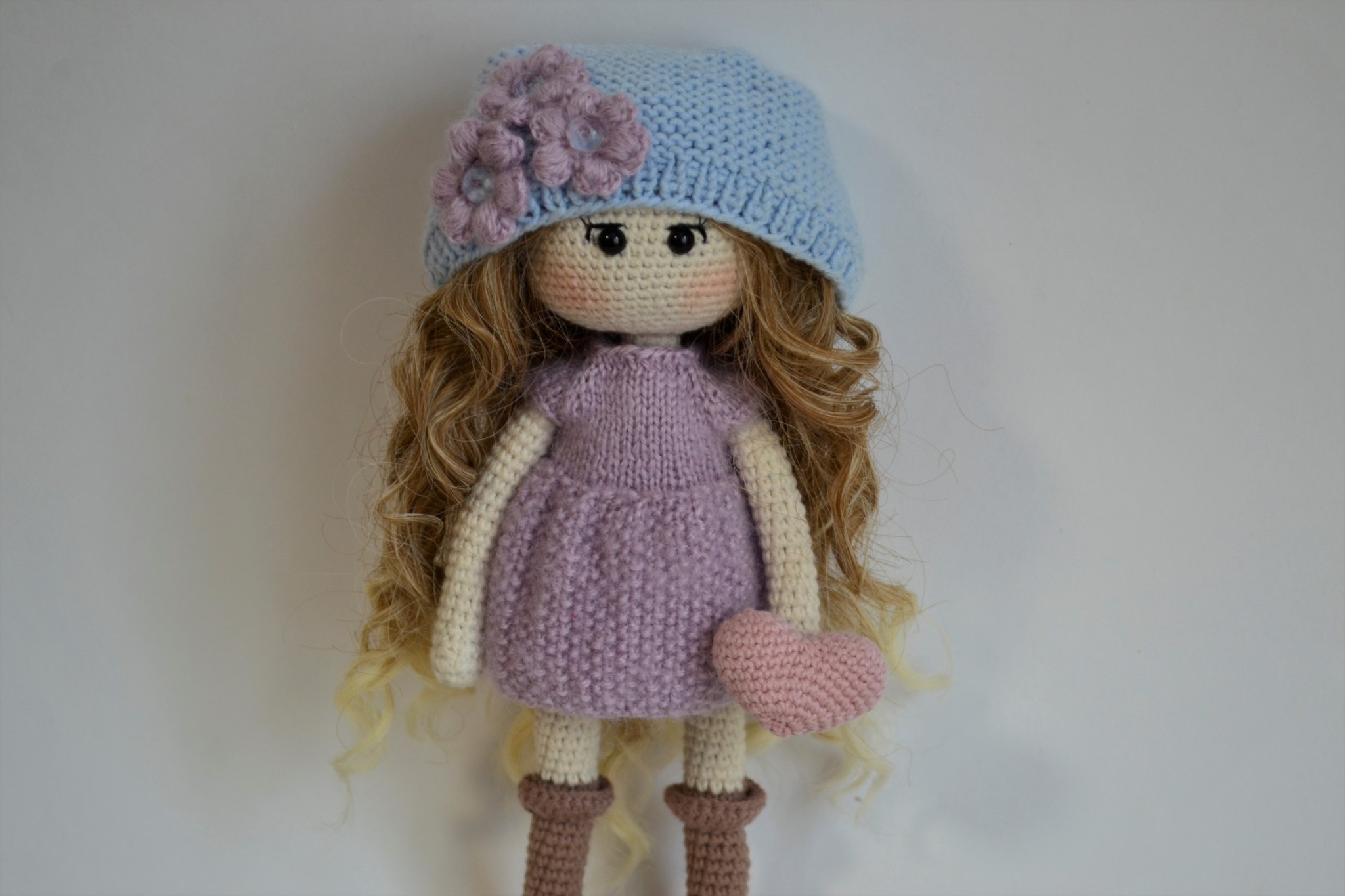 Curly Sue - My, Knitted toys, Doll, Needlework without process, February 14 - Valentine's Day, Heart, Curly Sue, Longpost, Video