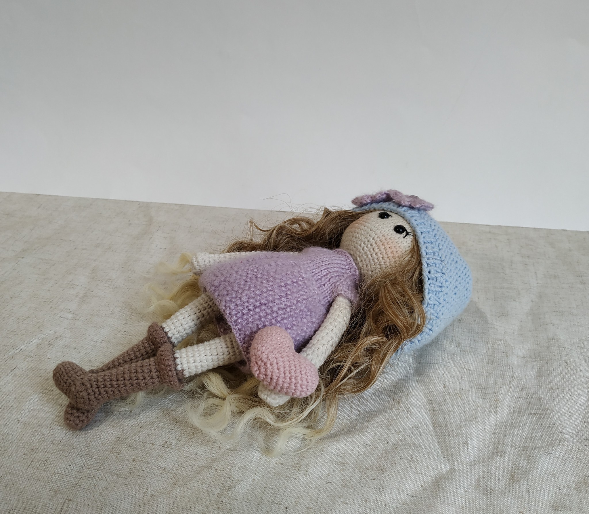 Curly Sue - My, Knitted toys, Doll, Needlework without process, February 14 - Valentine's Day, Heart, Curly Sue, Longpost, Video