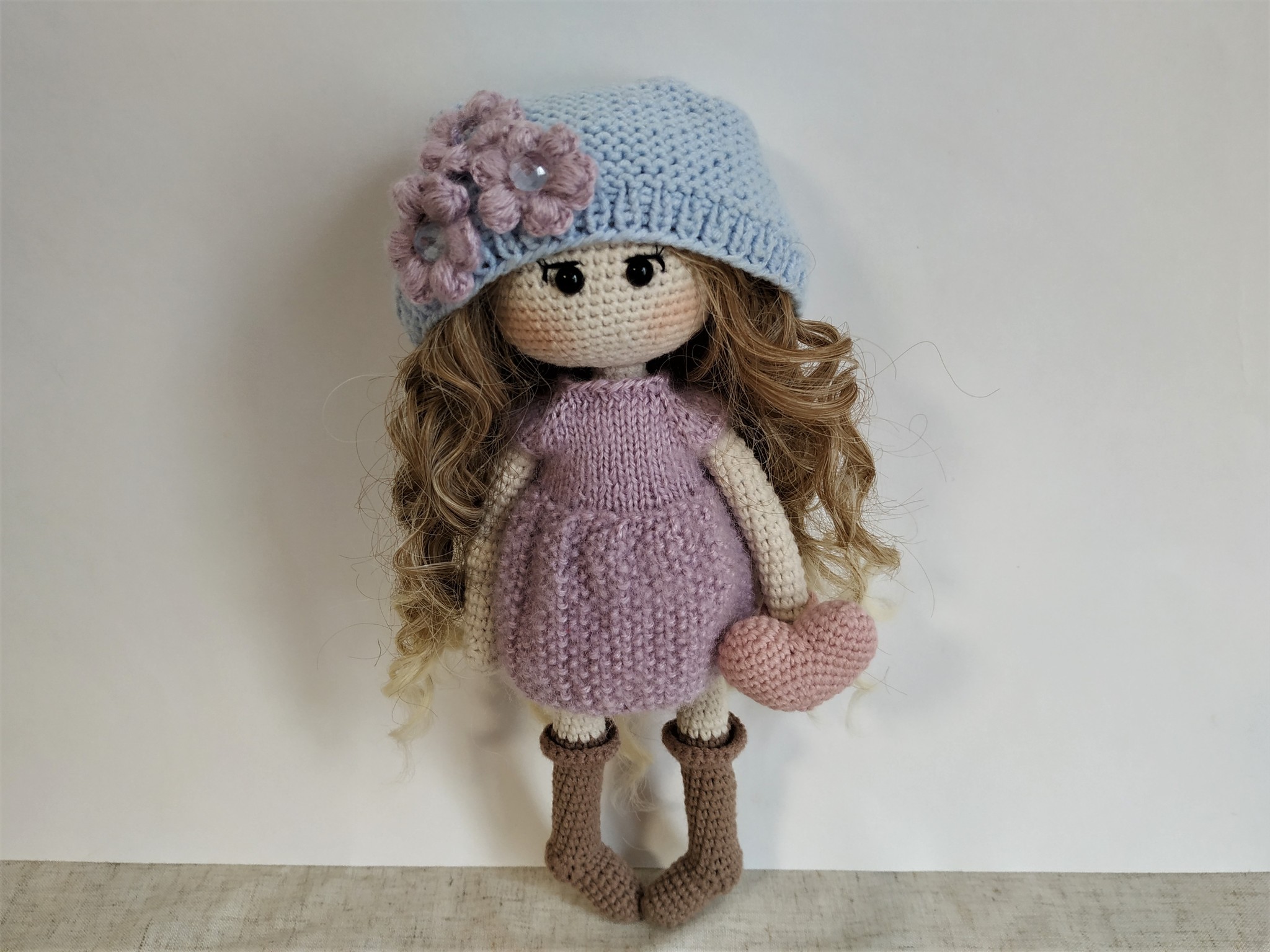 Curly Sue - My, Knitted toys, Doll, Needlework without process, February 14 - Valentine's Day, Heart, Curly Sue, Longpost, Video