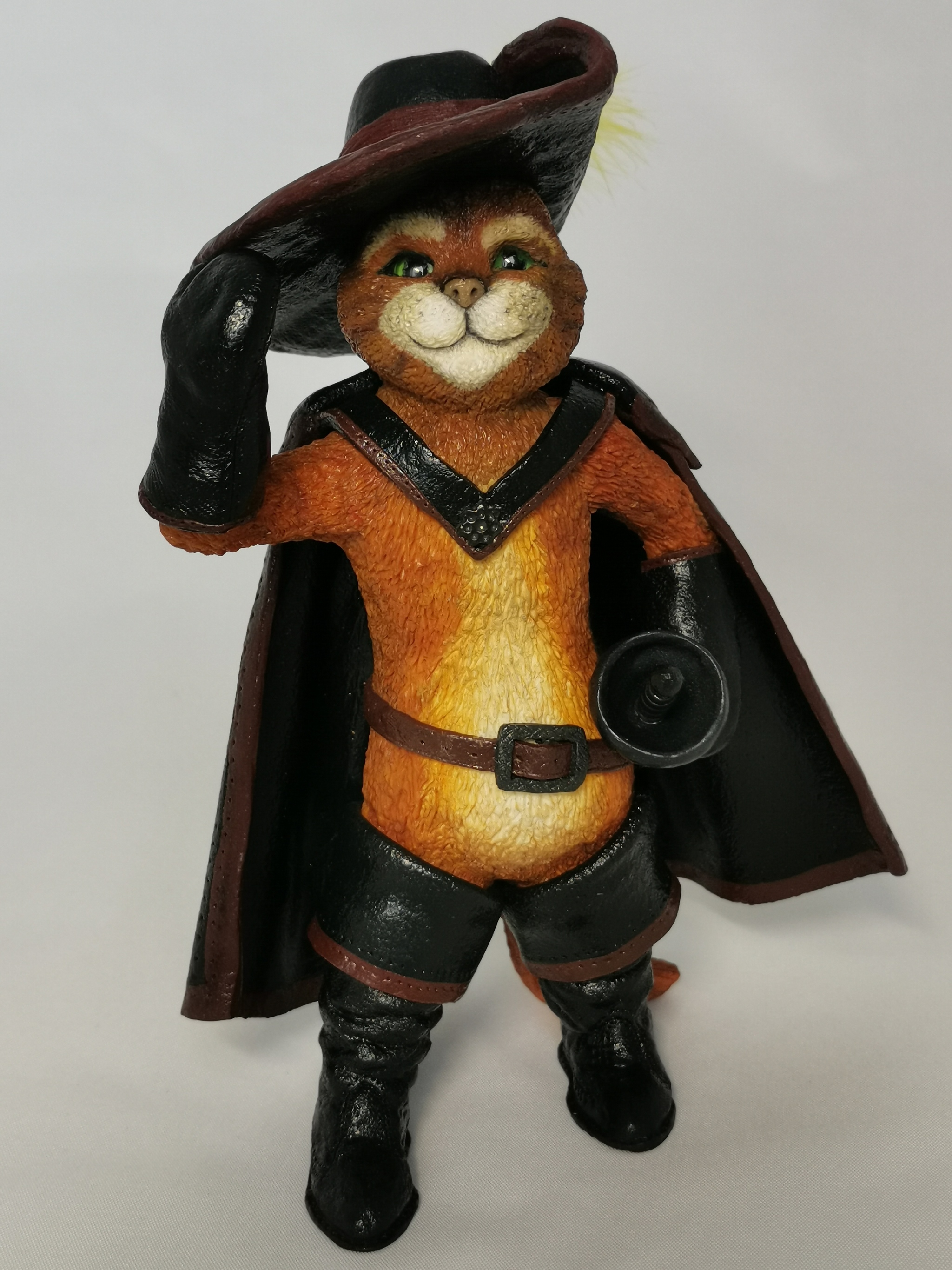 Puss in Boots - My, Puss in Boots, Figurines, Polymer clay, Collectible figurines, cat, Longpost, Needlework without process