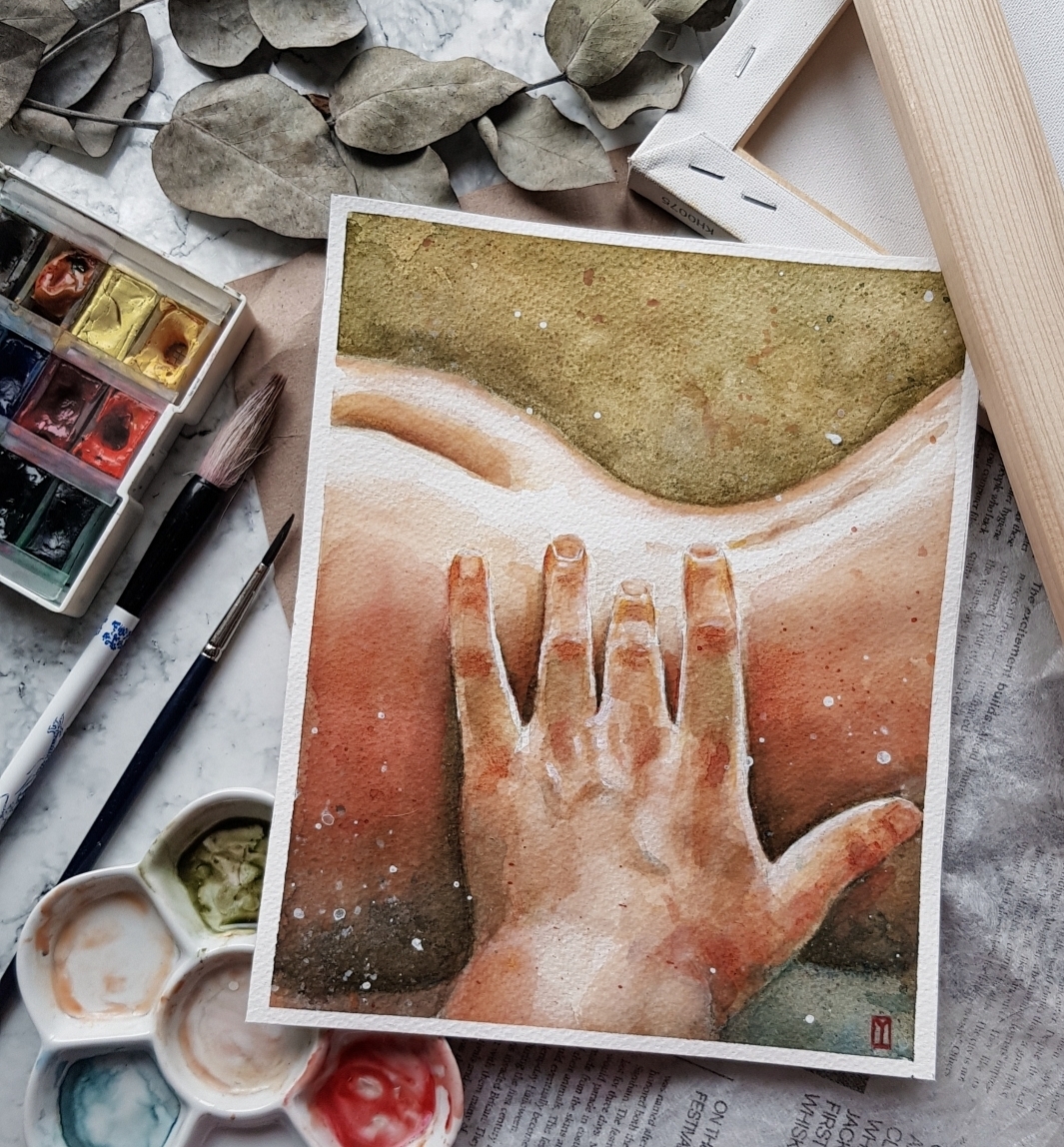 Touch - My, Watercolor, Art, Touch, Drawing, Artist, League of Artists, Longpost