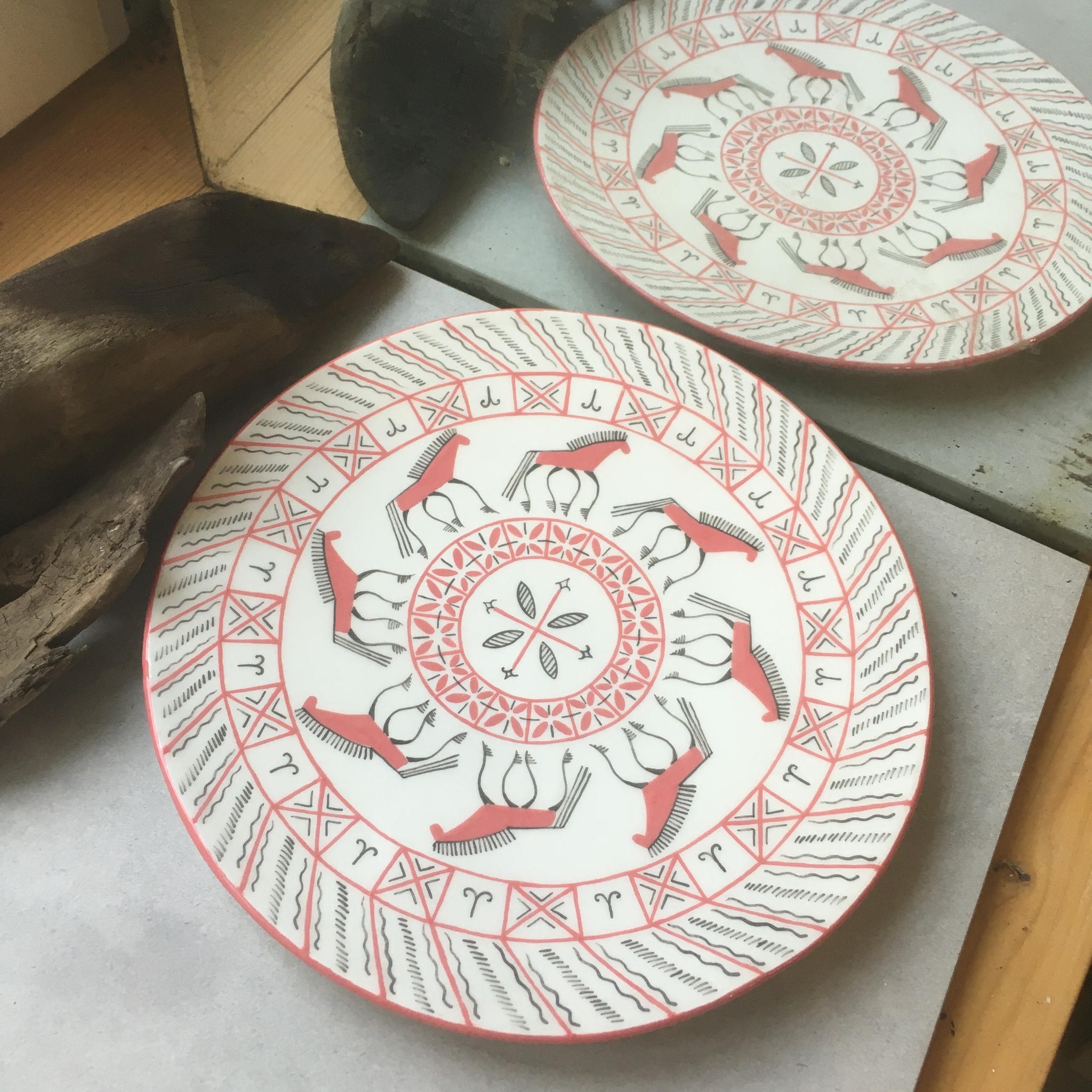 Let's make some more plates - My, Mezen painting, Ceramics, Needlework, Longpost, Needlework with process