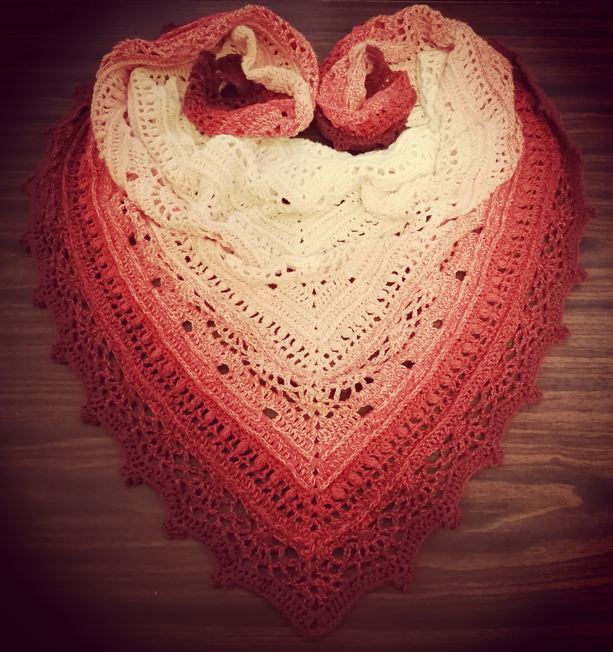 Heart or bud..? My new shawl made from yarn YarnArt Flowers - My, Crochet, Knitting, Longpost