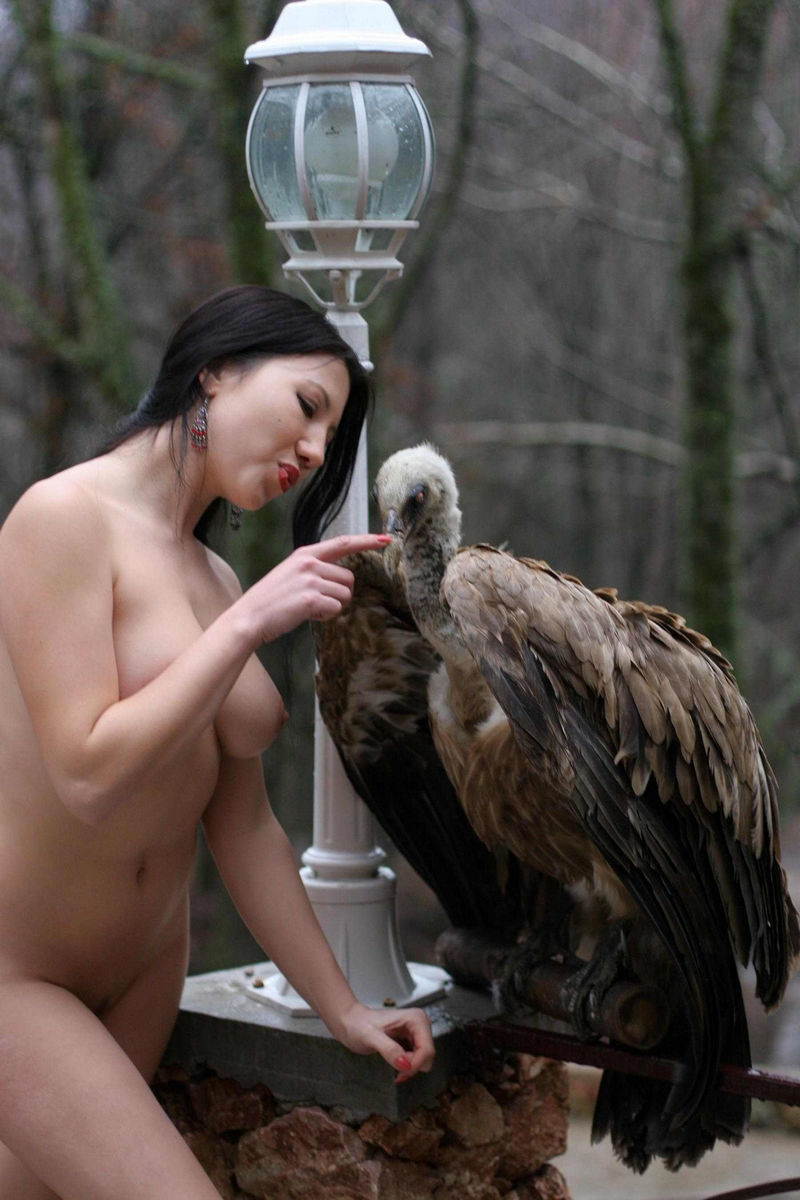 Girl and vulture - NSFW, Erotic, Girls, Vulture, Longpost