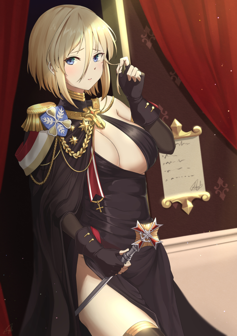 Bismarck - Anime, Anime art, Azur lane, Bismarck, Breast